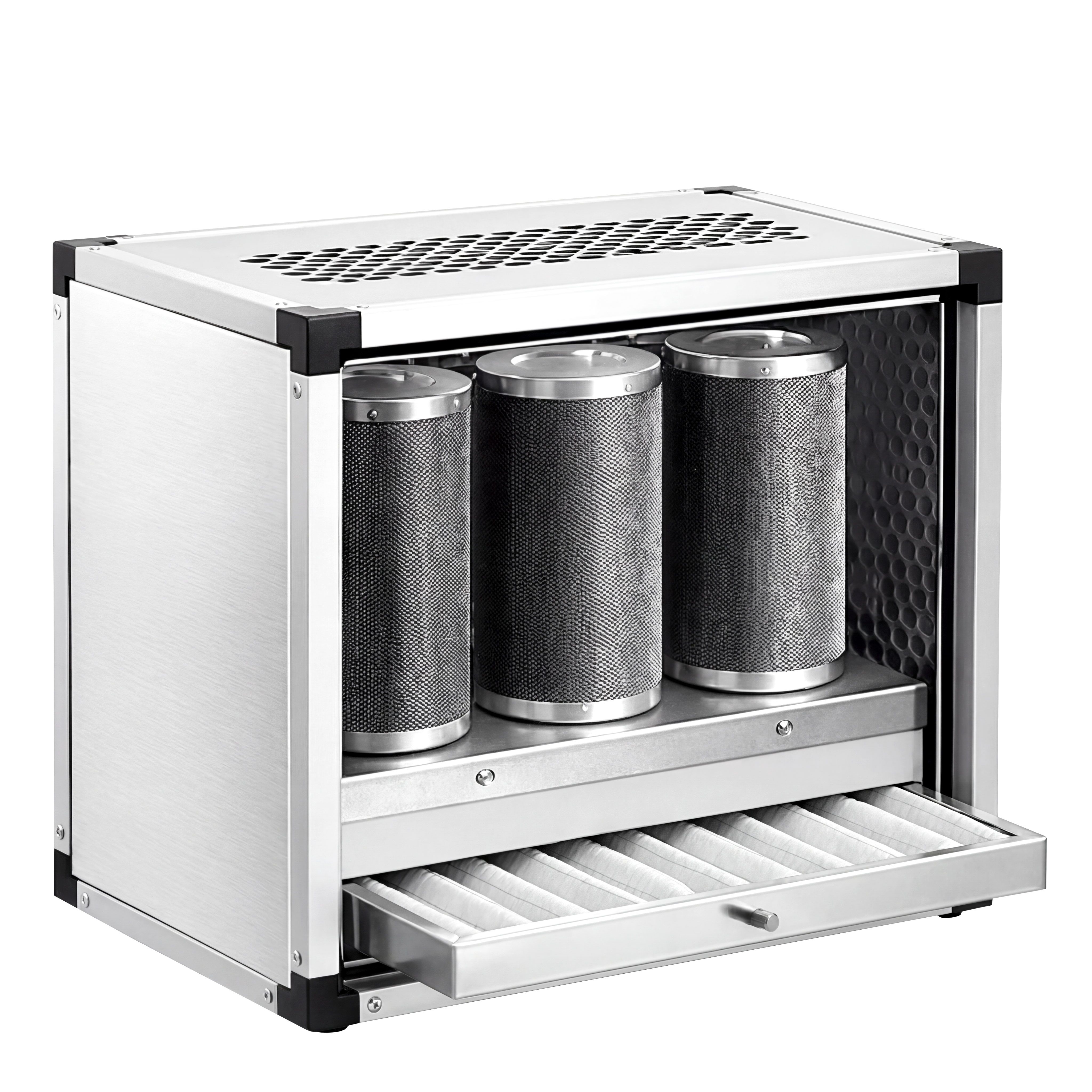 Système de filtration d’air extrait sans moteur – 1400 m³ – taux de séparation de 70 % – avec préfiltre & filtre à charbon actif