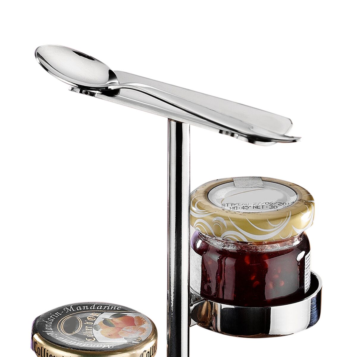 (4 pcs) Présentoir à confitures - Chrome - Hauteur:230mm - avec 4 Étagères