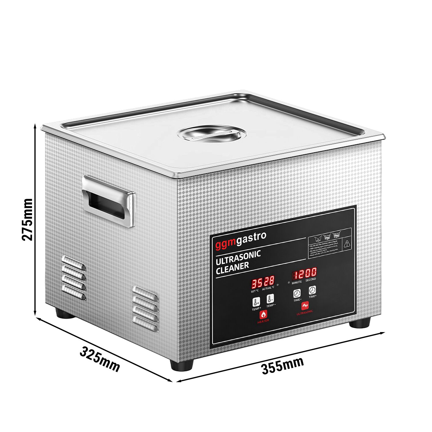Nettoyeur à Ultrasons - 15 Litres - 360 Watt Puissance Ultrasonique - avec Robinet de Vidange