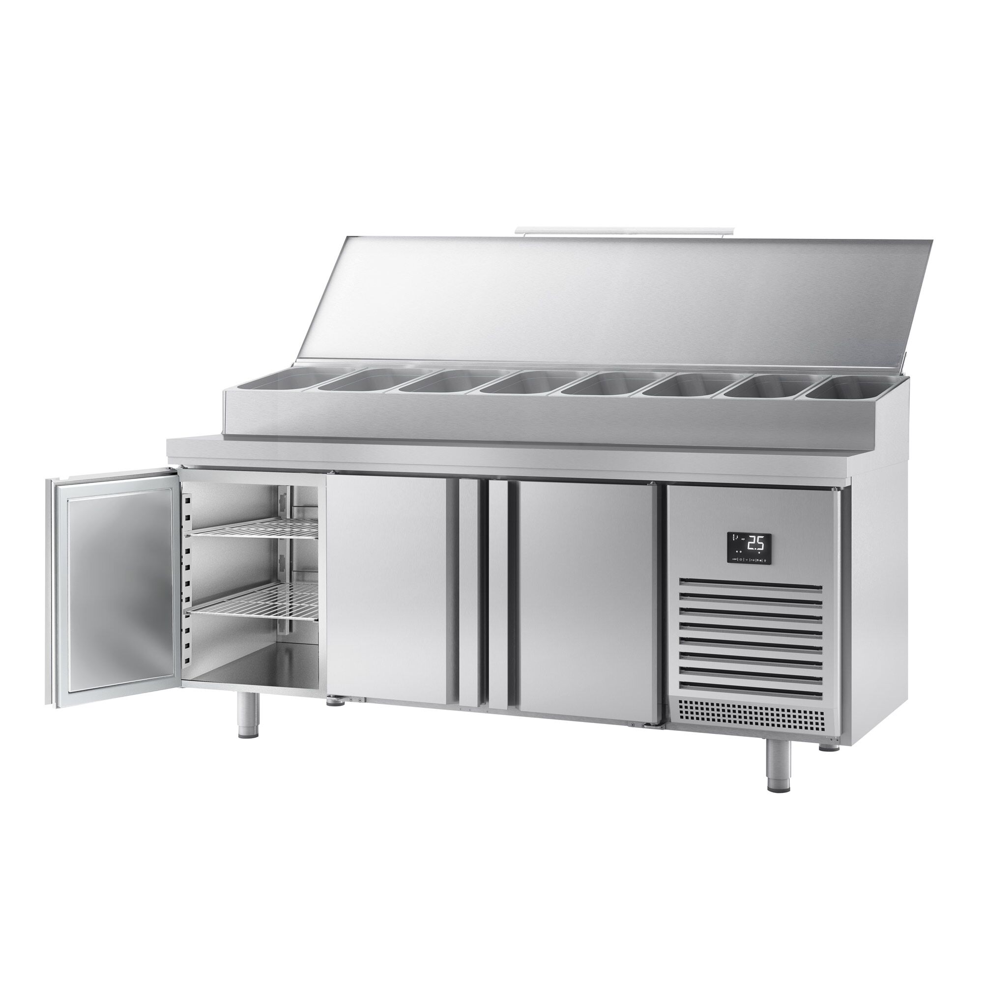 Commercial Bakery Counter Fridge - 2185x800mm - 3 Doors - EN 600x400 - topper for 13x GN 1/4