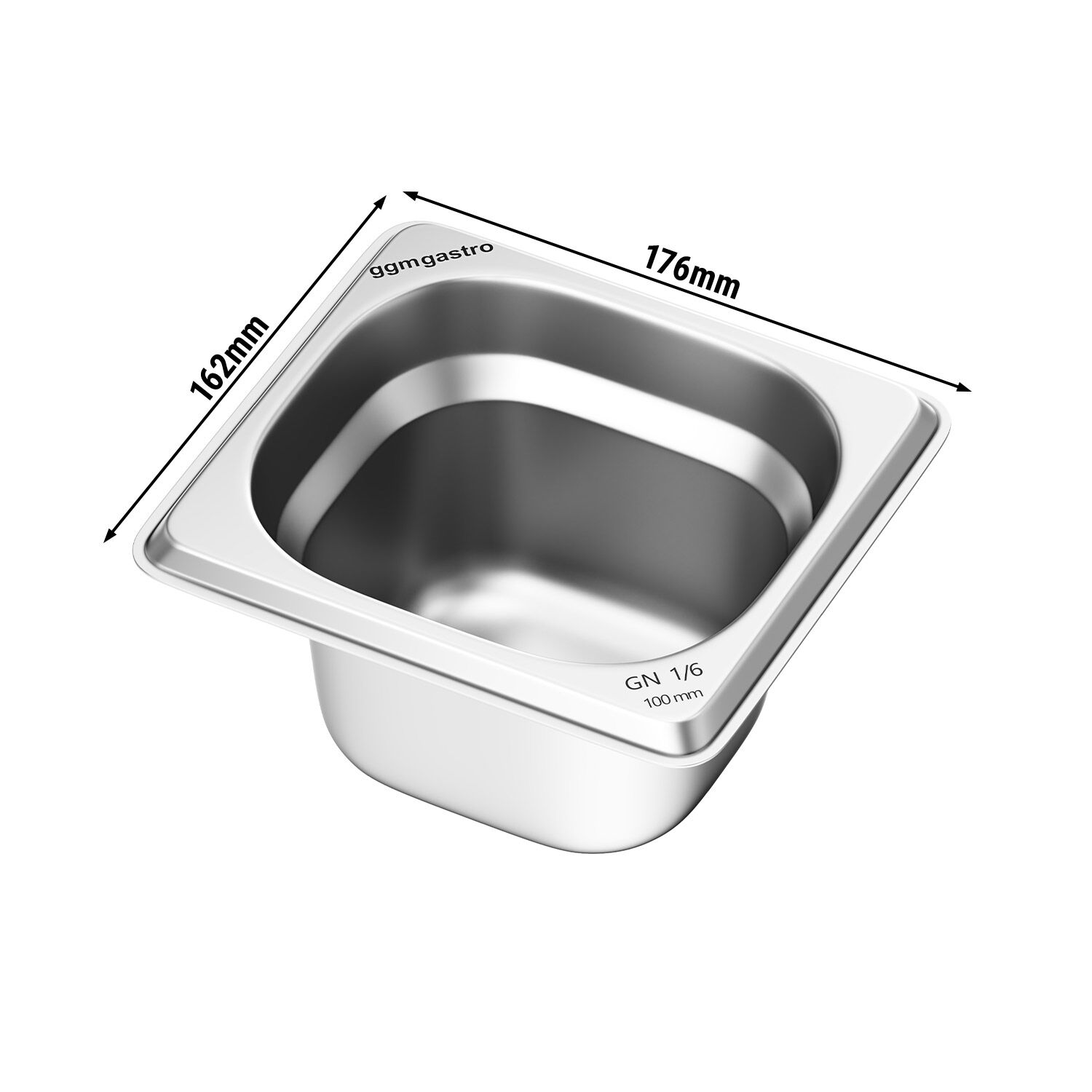 Bac GN 1/6 en inox - Hauteur : 100 mm