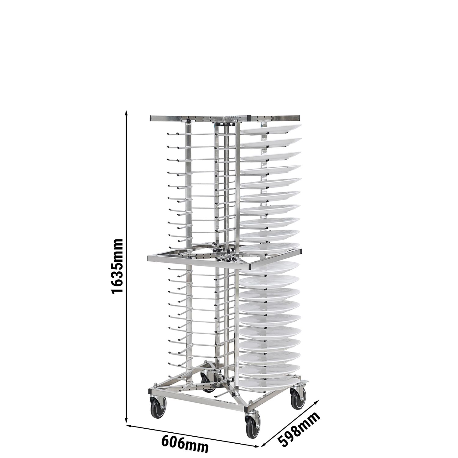 Chariot Double pour Assiettes - jusqu'à 80 Assiettes - Ø 23 - 30 cm - Mobile