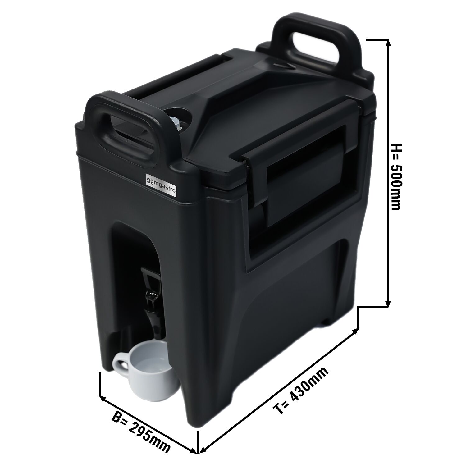 Thermo Getränkebehälter mit Hahn - 10 Liter - schwarz