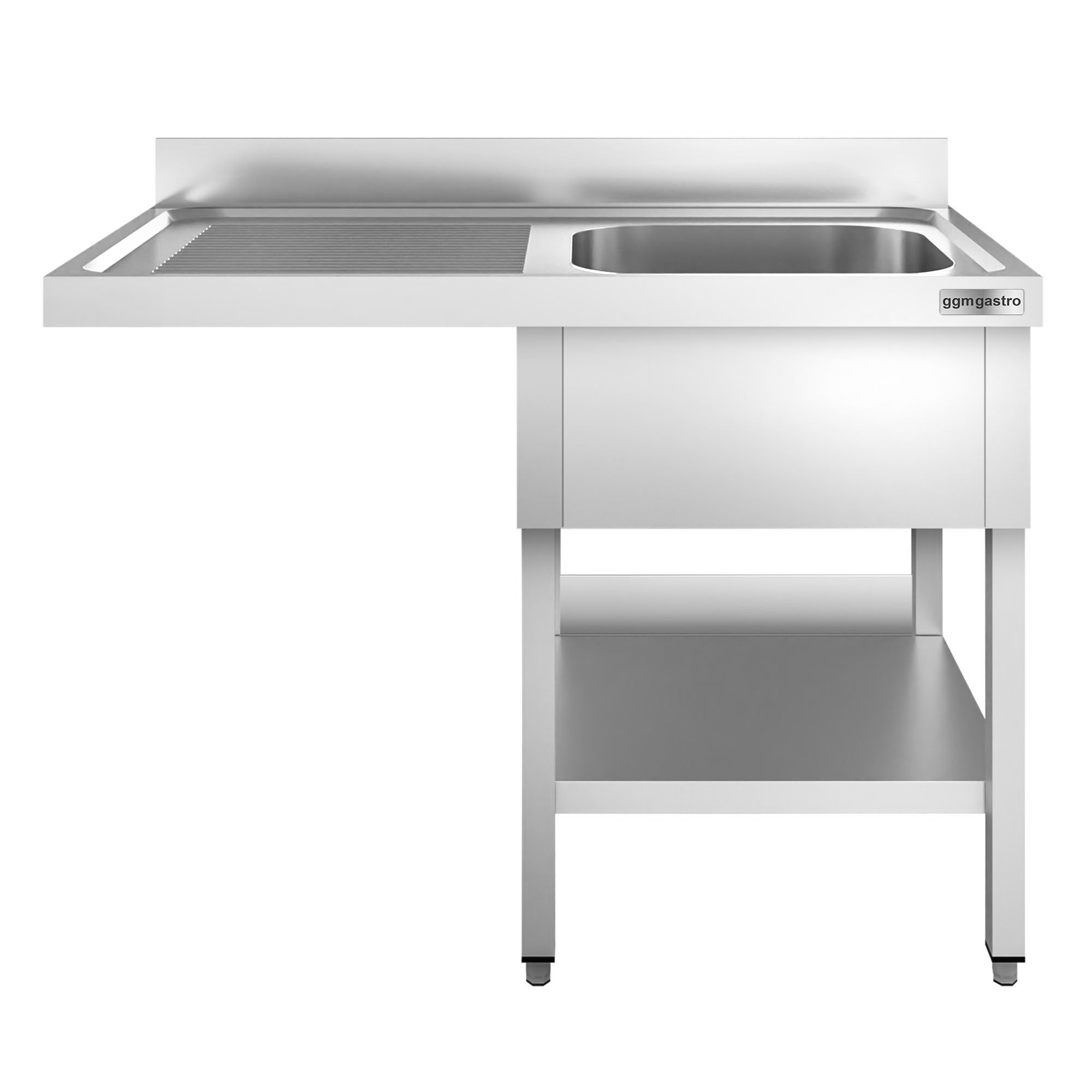Plonge PREMIUM en acier inoxydable - 1400x700mm - 1 bac - égouttoir à gauche - avec espace lave-vaisselle - adossée/avec dosseret