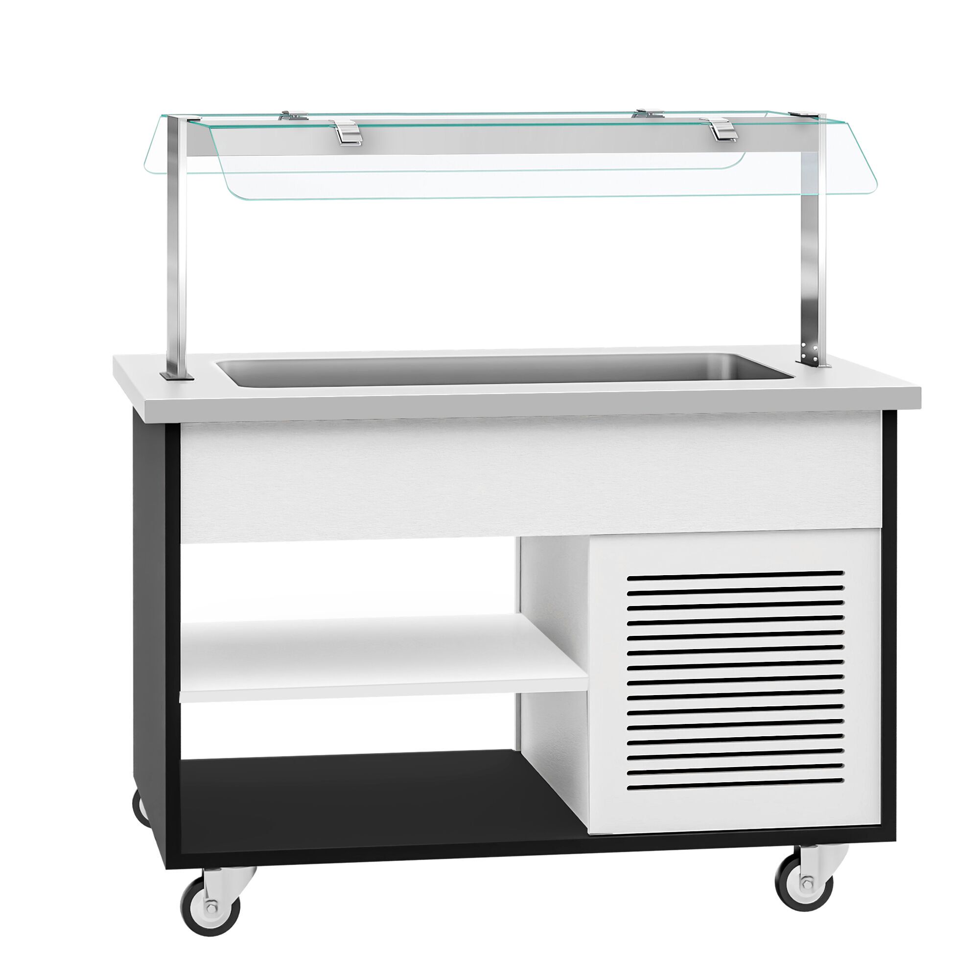 Refrigerated Salad Bar Trolley DANZIG - 1300mm - for 3x GN 1/1 - Mobile - with Gantry - with Sneeze Screen