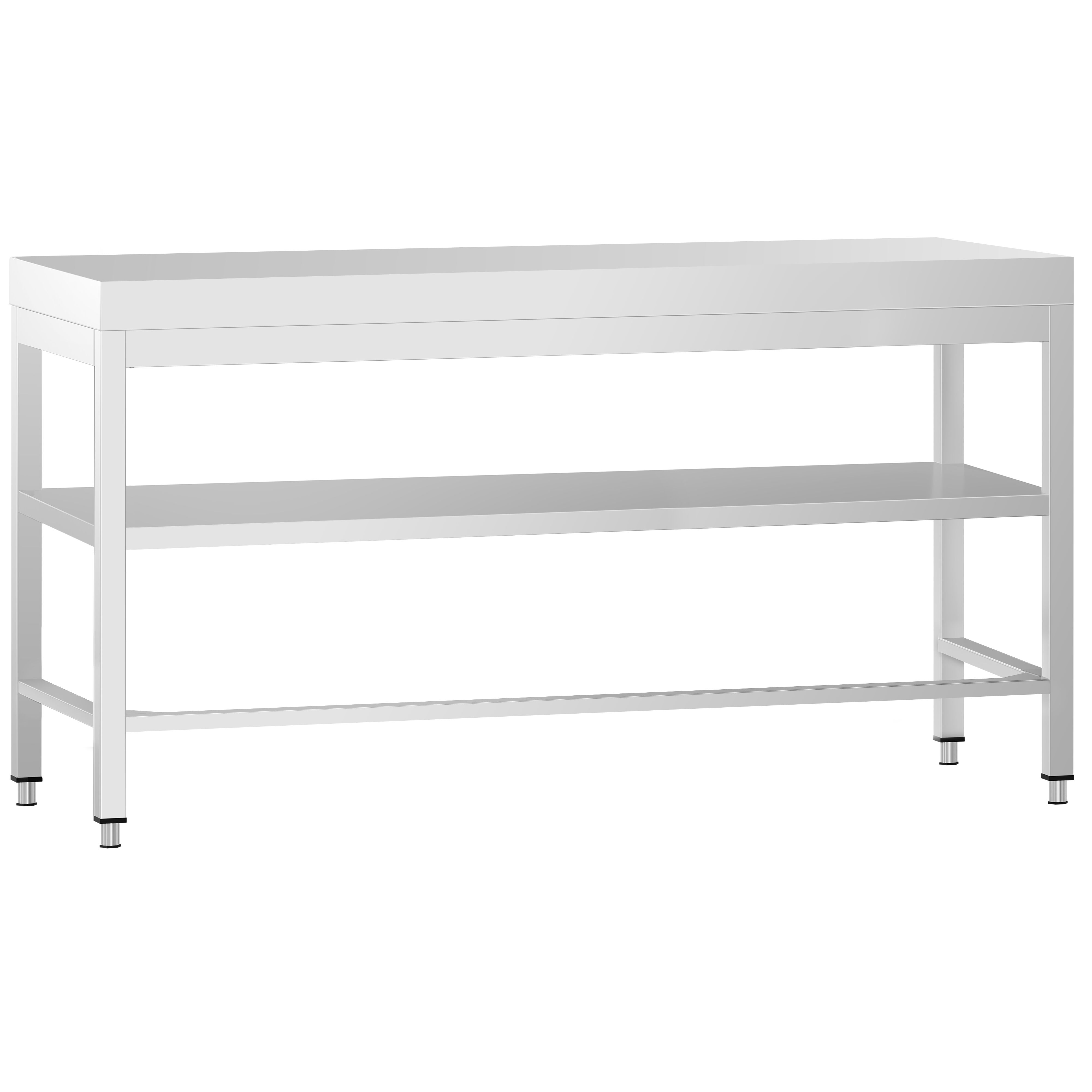 Table de travail en inox PREMIUM – 2000x800 mm – avec tablette inférieure et renforts