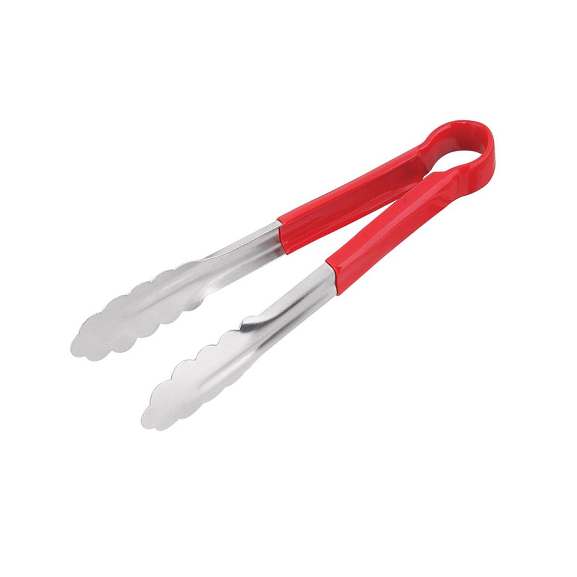 Pince de Service - Acier Inoxydable - avec Poignée en Silicone - 22 cm - Rouge