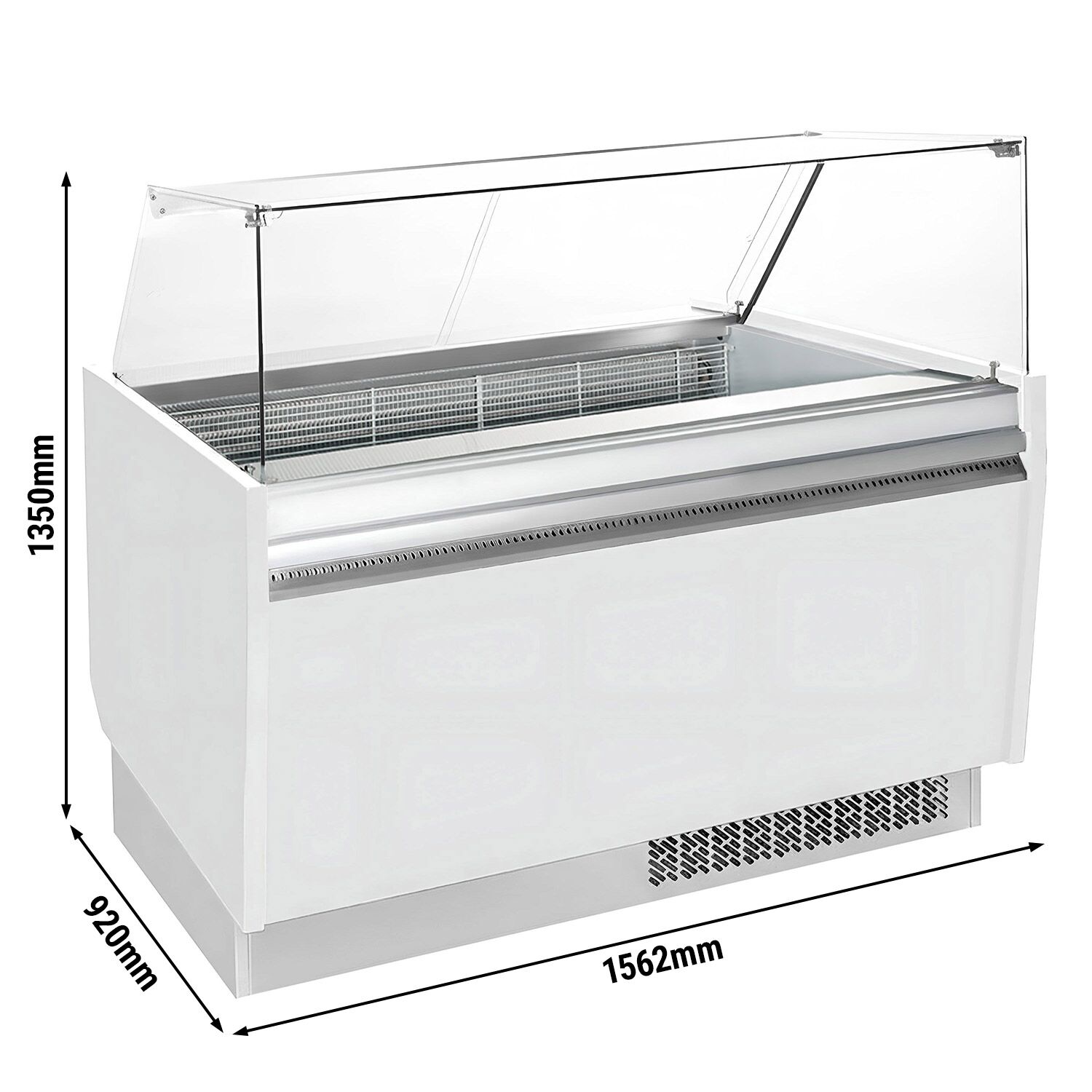 Vitrine à glace LIAM – 1560 mm – refroidissement statique – pour 13+13 bacs à glace de 5 litres – Blanc