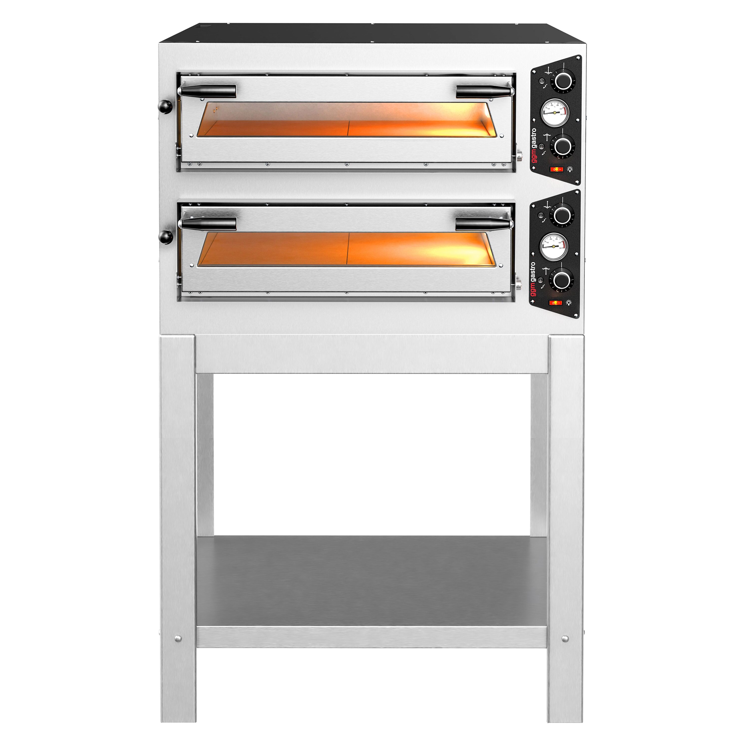 Four à pizza électrique – 4+4 x 30 cm – Manuel – incl. support inférieur