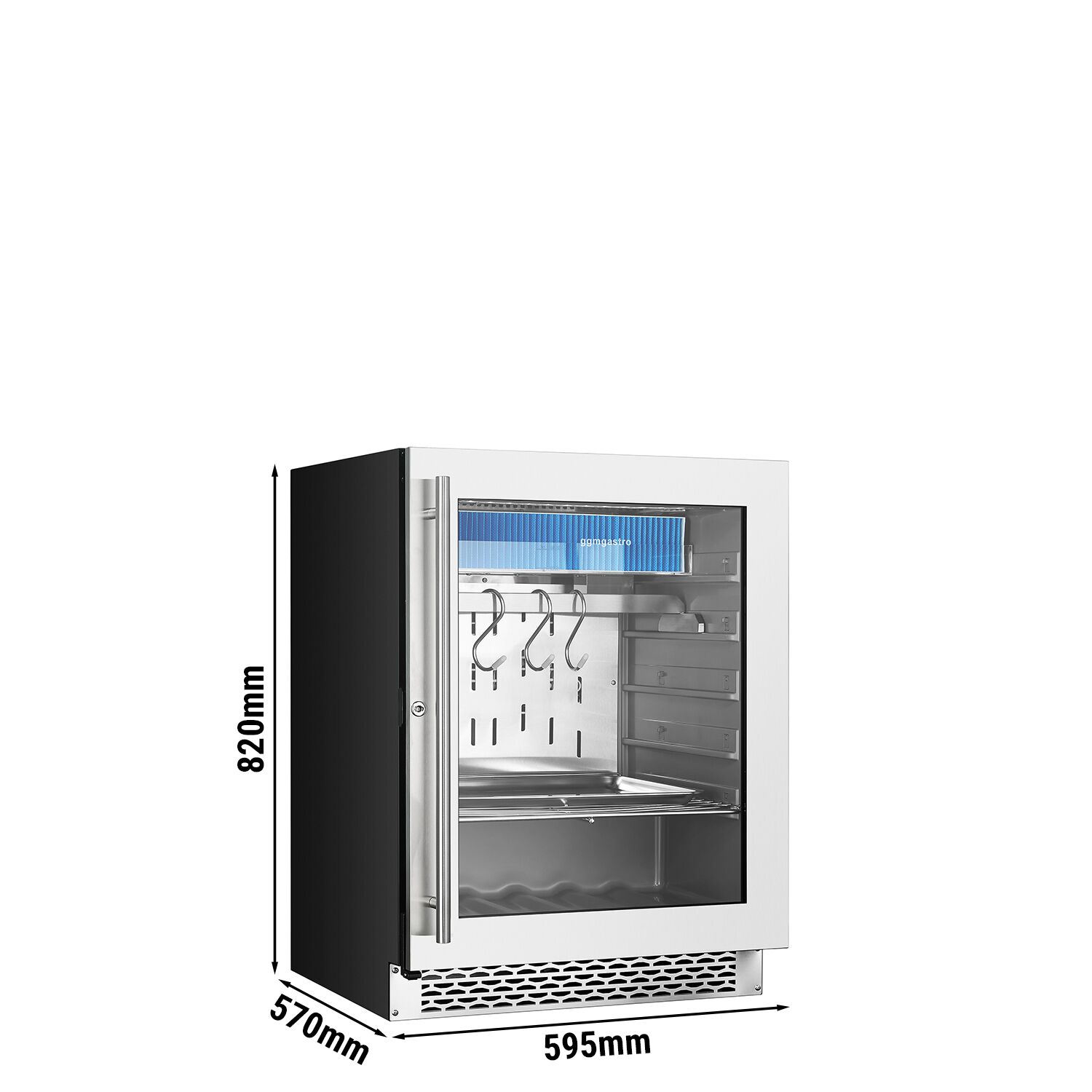 Armoire de maturation à sec pour viande - 595mm - 98 litres - 1 porte vitrée sans cadre - inox