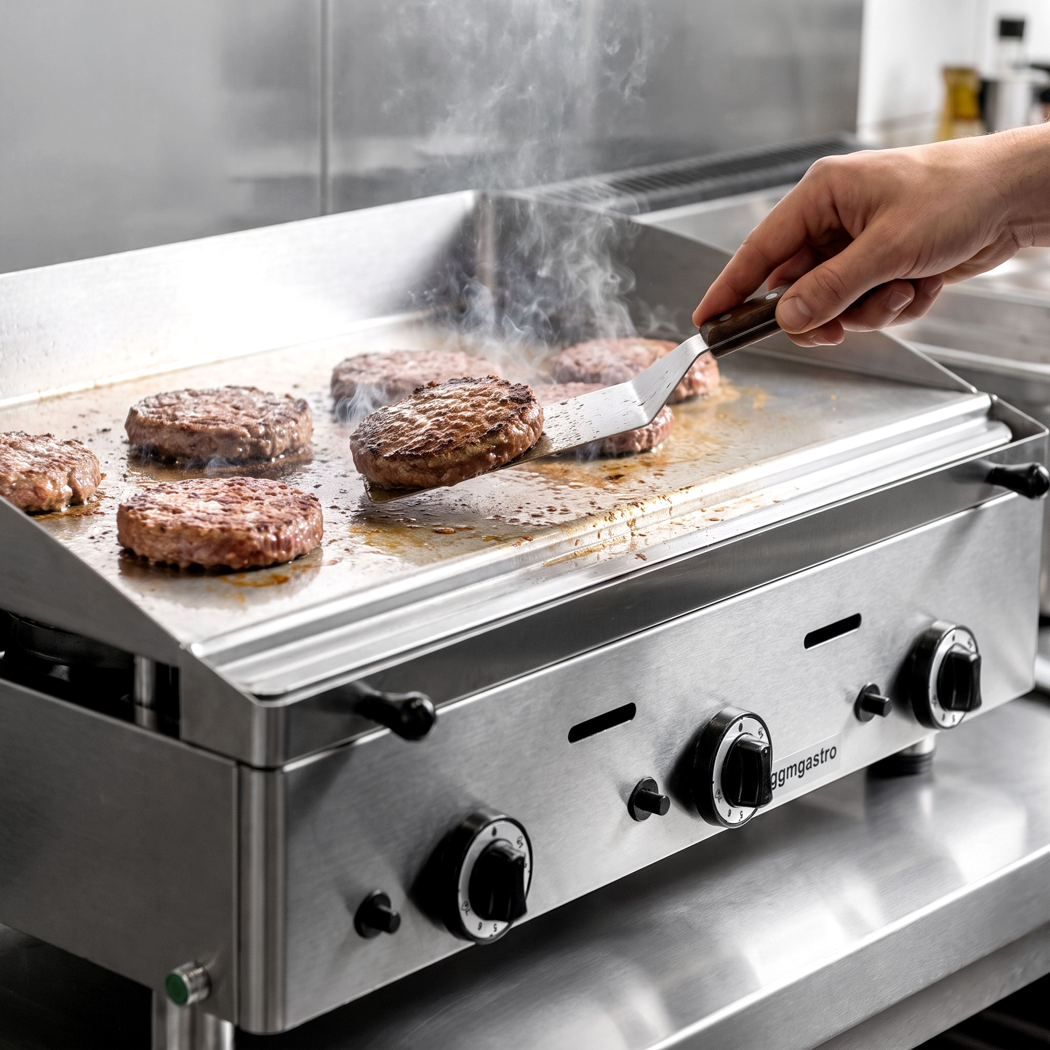 Gas stekhäll – med hårdkrombeläggning – 9,3 kW – slät – grillyta: 755x400mm