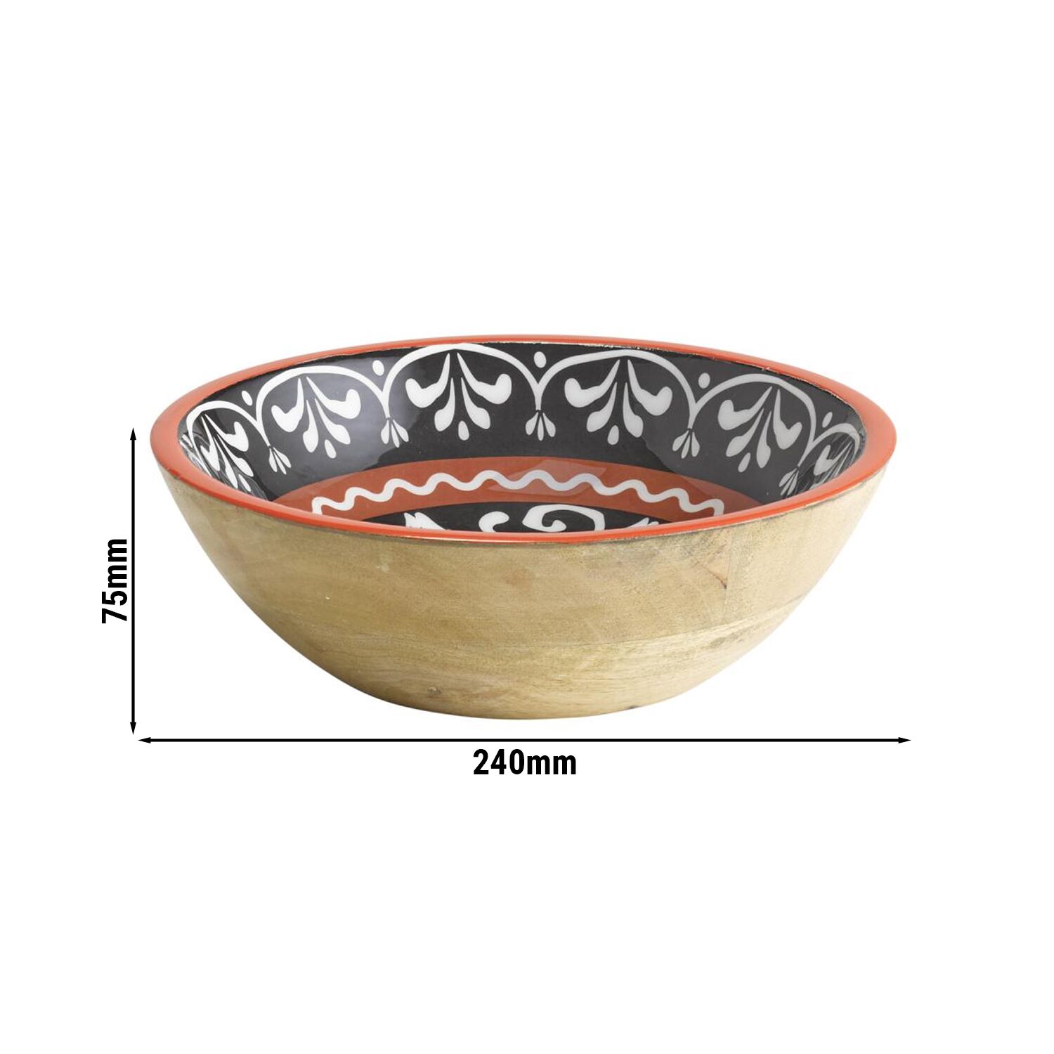 (6 pcs) Coupe - MANGO - Bois de manguier - 1,1L - Ø 240mm - Profondeur : 75mm - Sicily/Noir/Rouge