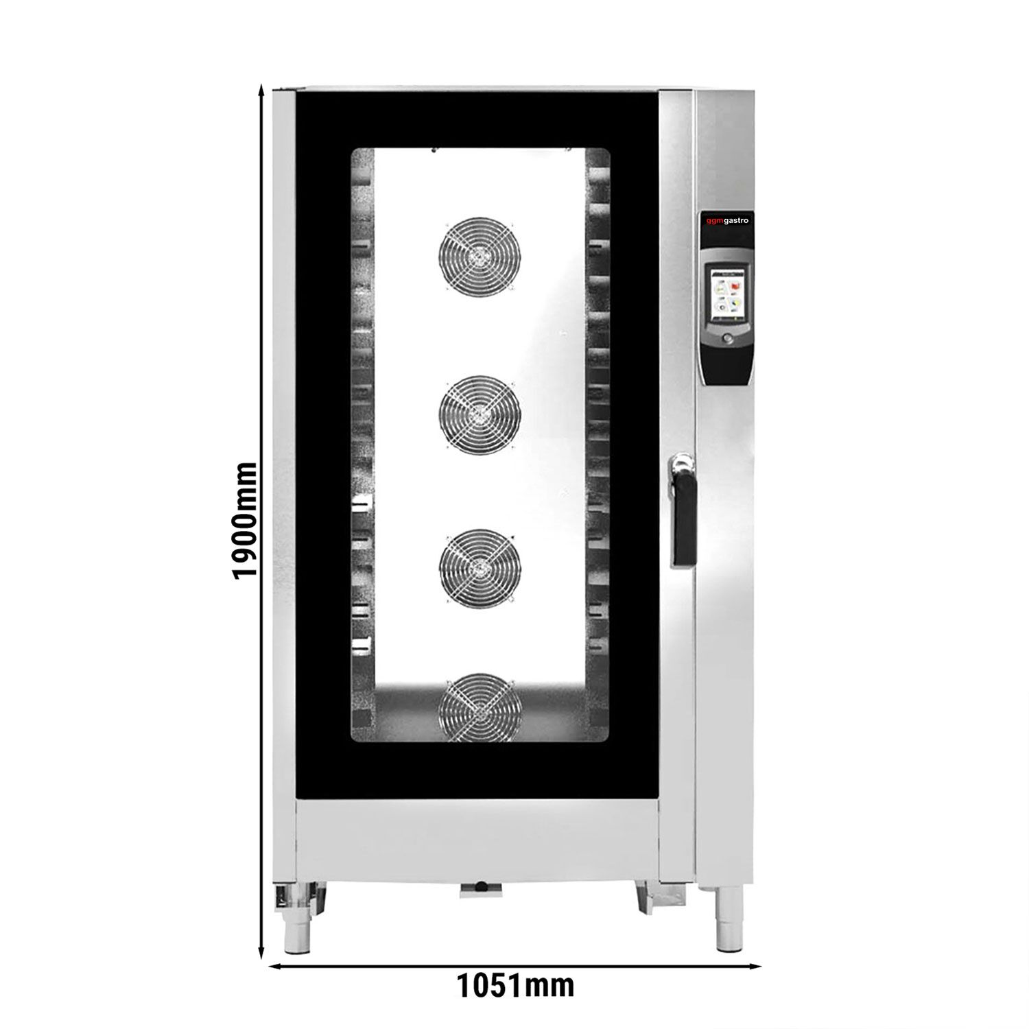Bakery-Electric Commercial Combi Oven - Touchscreen Controls - 16x EN 600x400 - 7" touchscreen - incl. Automatic washing system & Core temperature probe