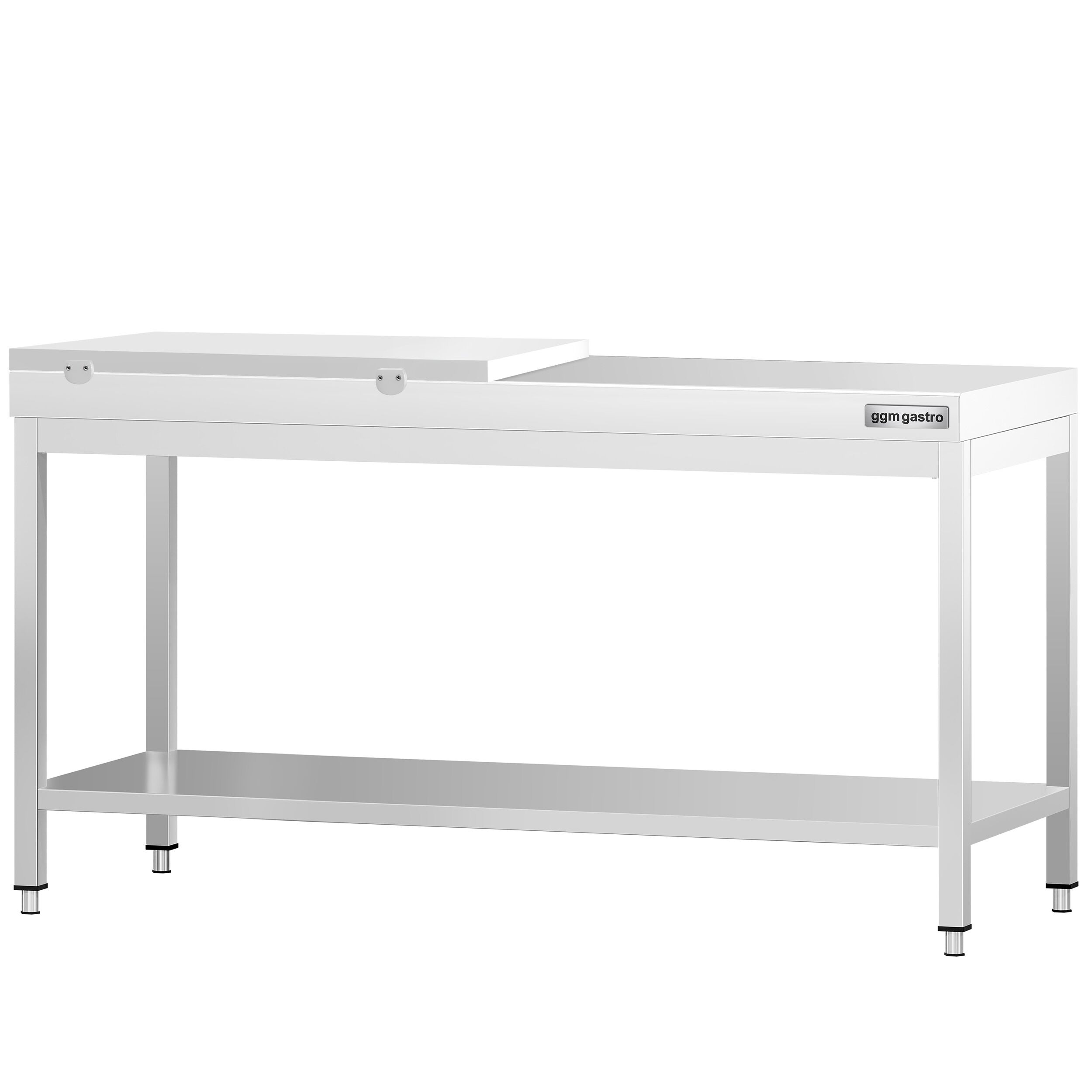 Table de travail inox PREMIUM - 2000 x 700 mm - avec tablette inférieure - incl. 1/2 Planche à découper Blanche