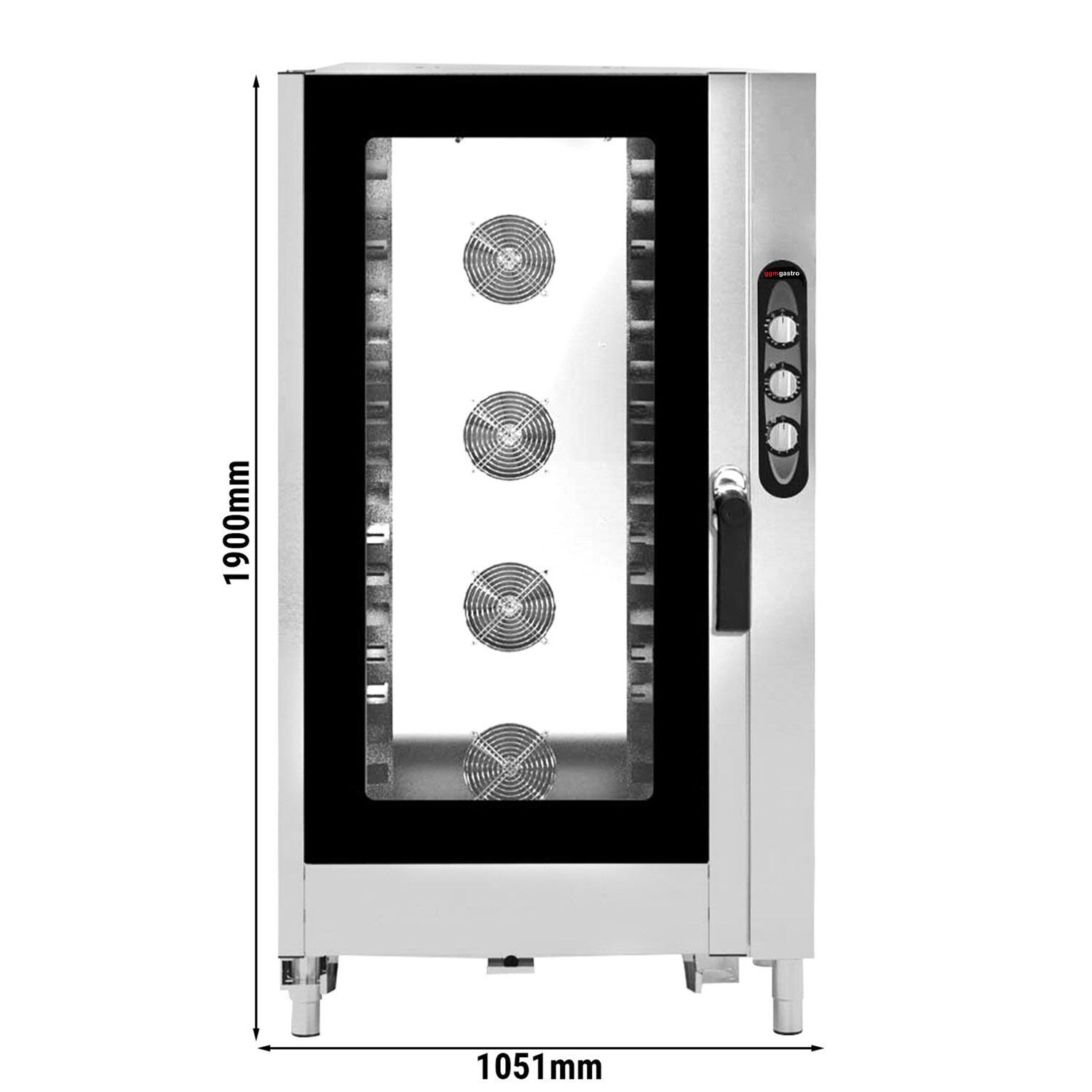 Bakery-Electric Commercial Combi Oven - Manual Controls - 16x EN 600x400 - incl. Trolley, Direct steam injection, Humidity control