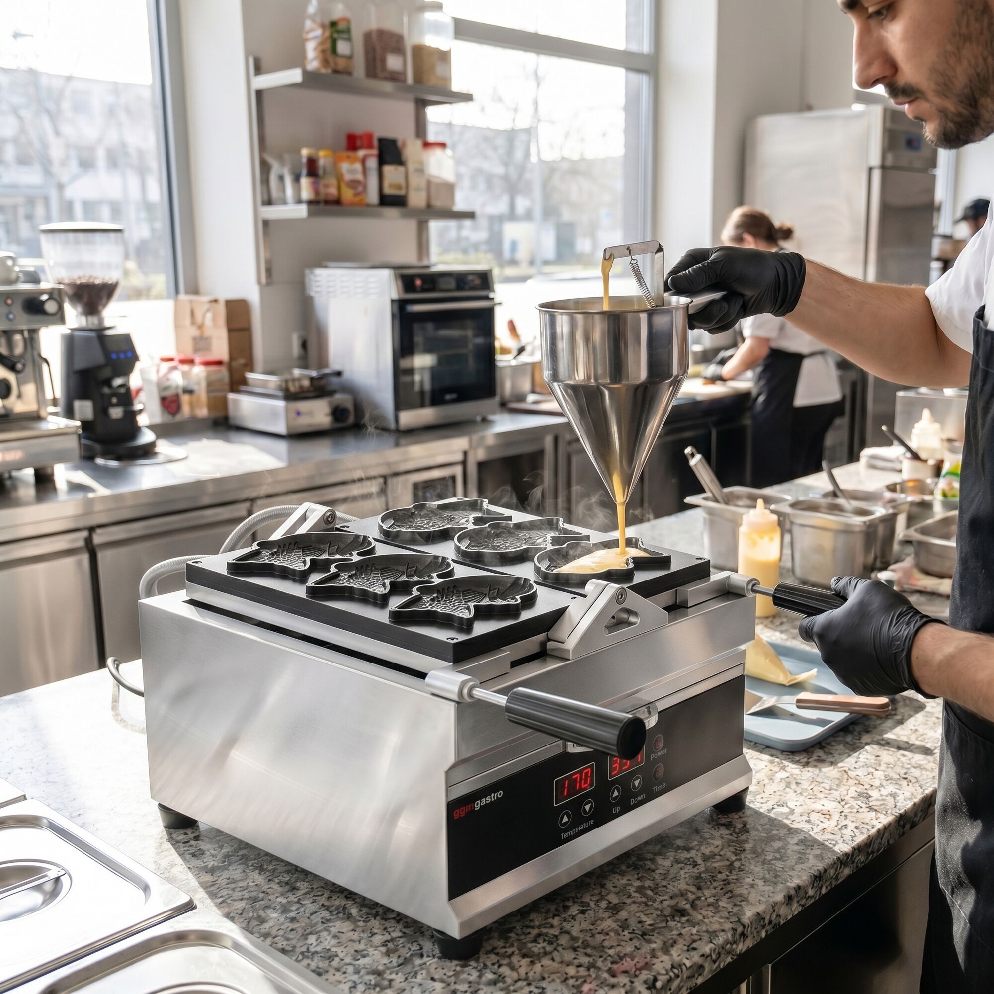 Machine à tartelette professionnelle - 1,6 kW - y compris moule à tartelette : 3x poisson taiyaki