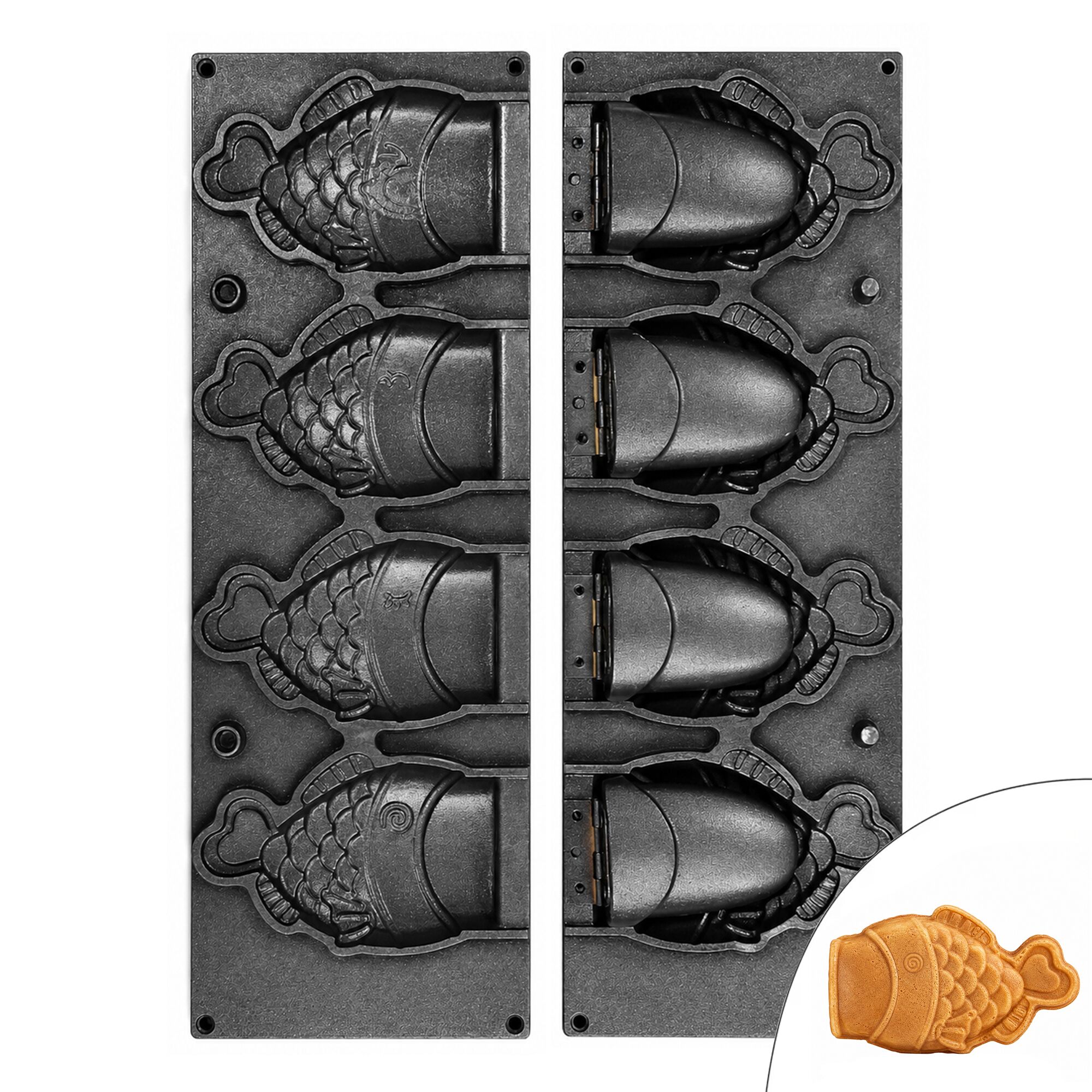 Plaques pour machine à tartelettes TMOPH - Forme : 4x poisson taiyaki ouvert