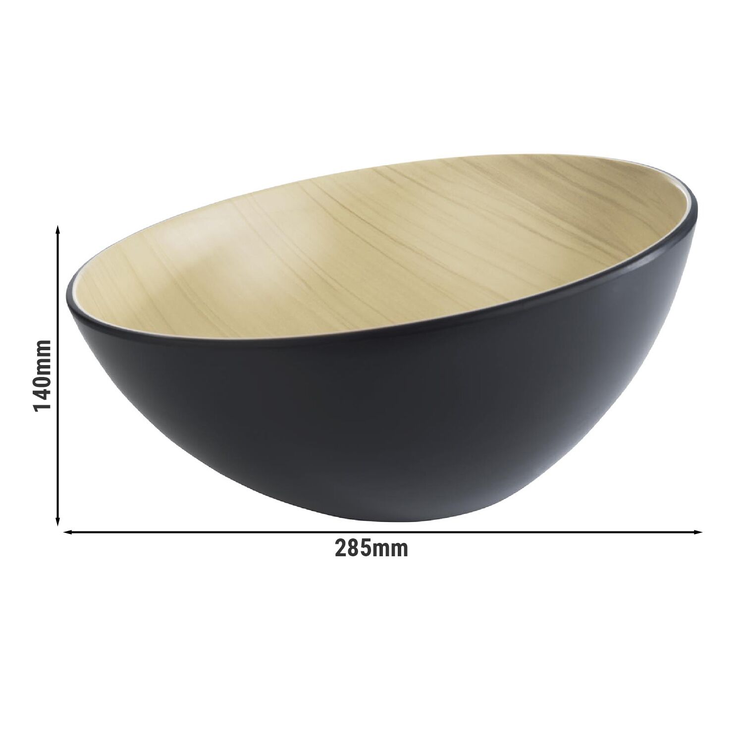 (6 stuks) kom - FRIDA - Melamine - 2,6l - Ø 285mm - Diepte: 140mm - Zwart/Beige