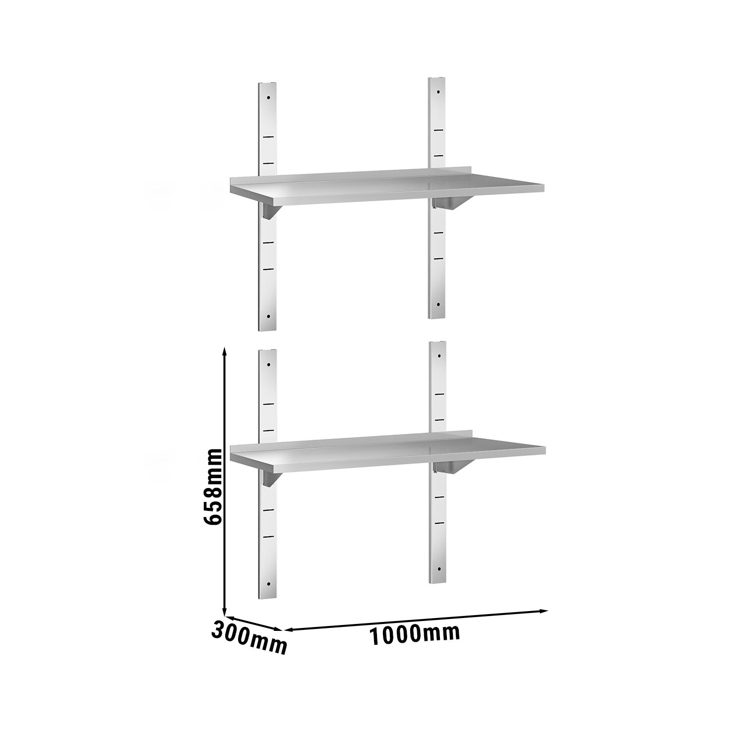 Étagère murale PREMIUM - 1000 x 300 mm - avec 2 niveaux