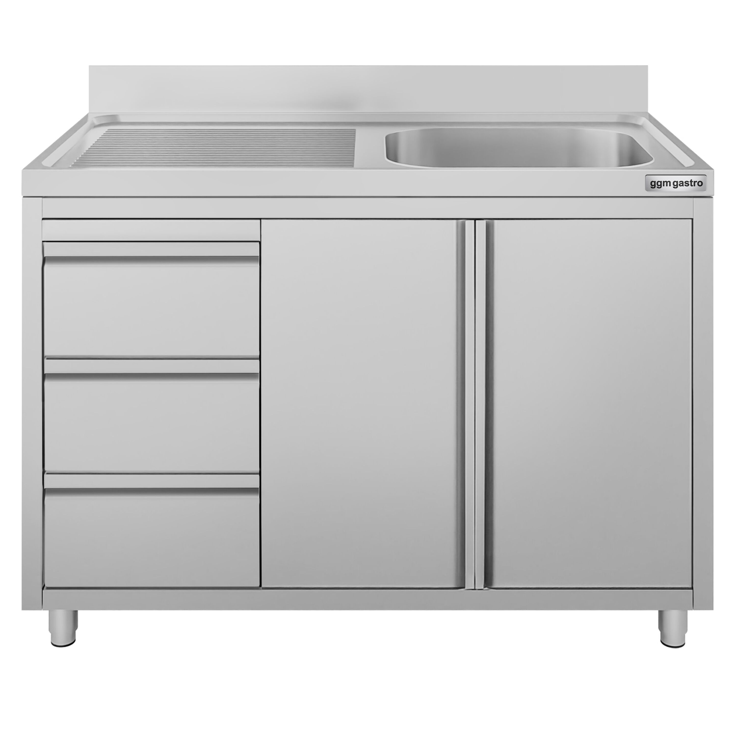 Meuble évier ECO - 1200 x 600 mm - 3 tiroirs - & 1 bac à droite