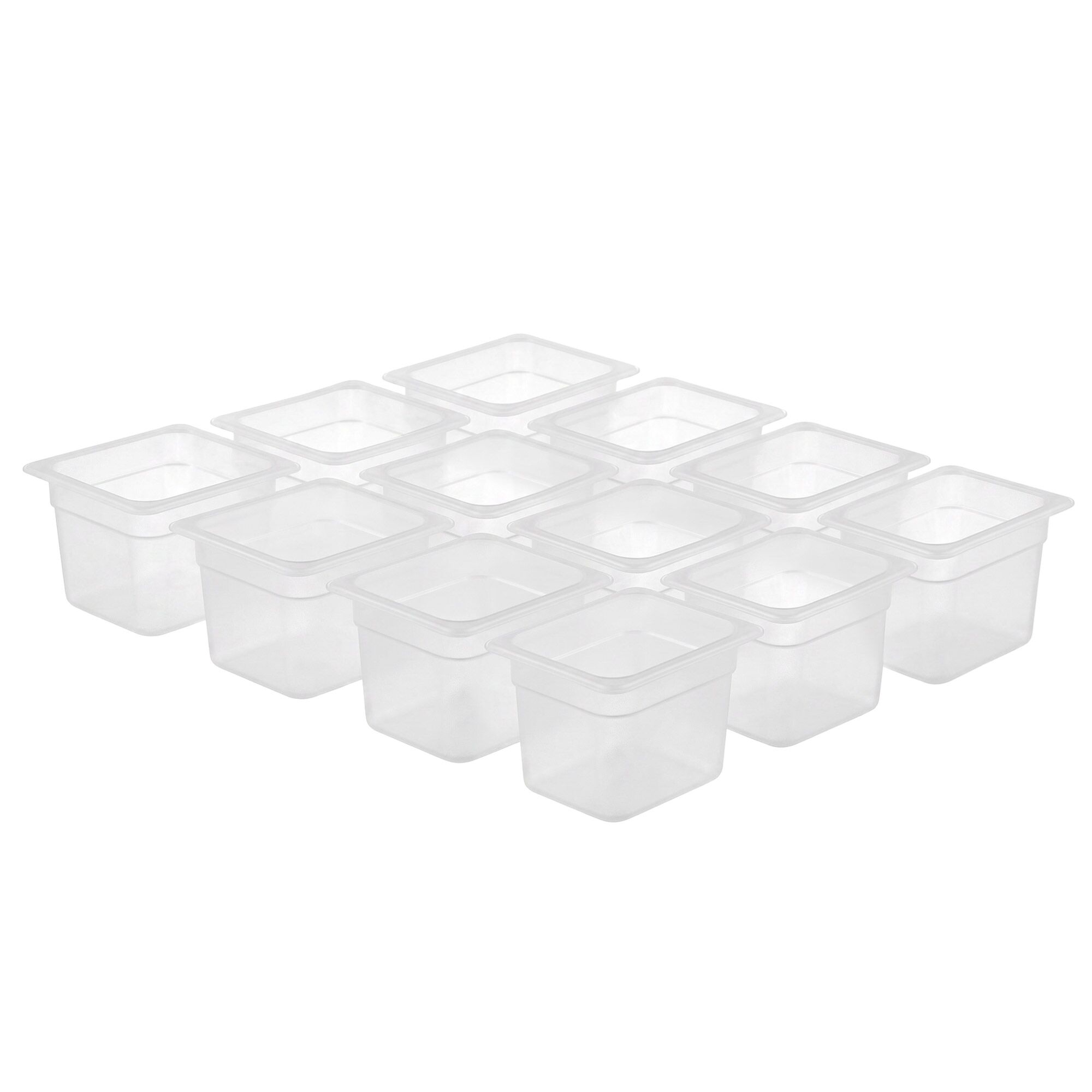 (12 pièces) Bac en Polycarbonate GN 1/6 - Transparent - Hauteur : 150 mm