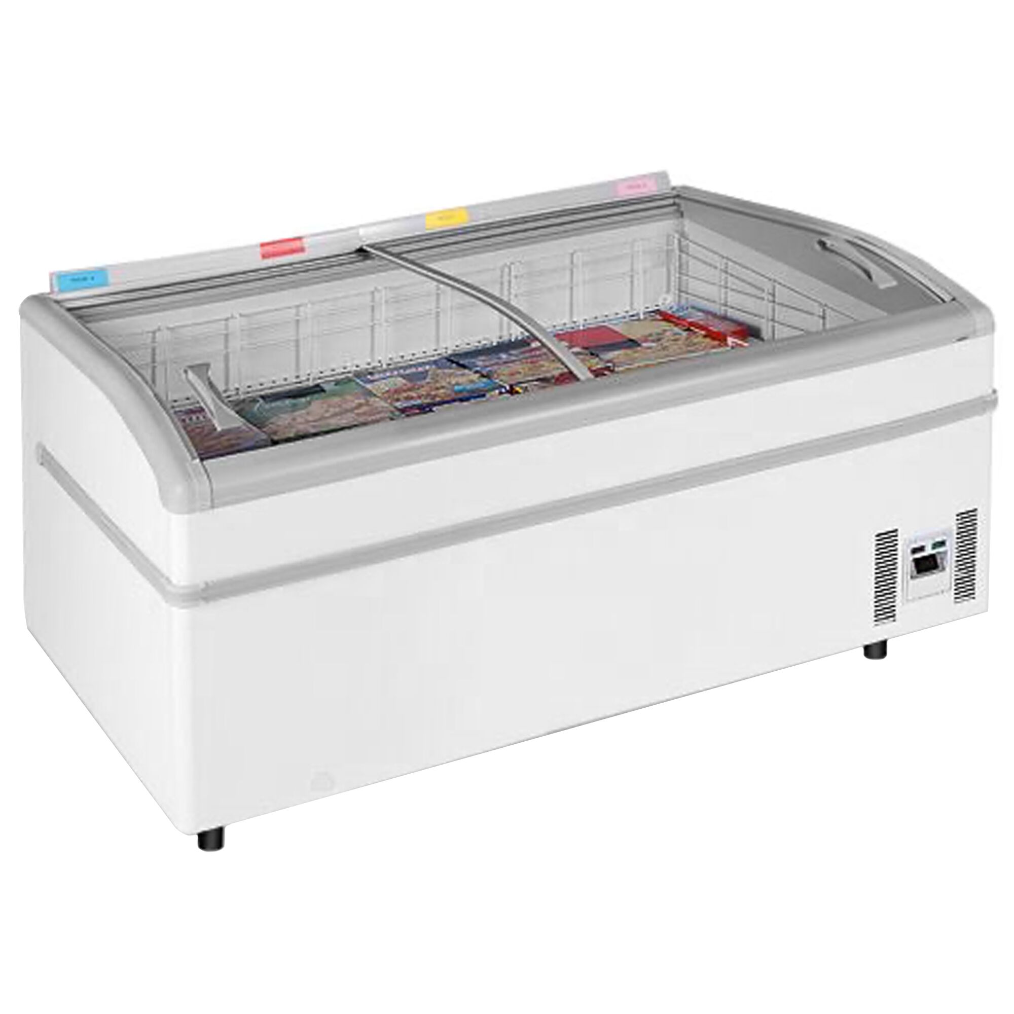 Îlot combiné réfrigération & congélation - 1520x920mm - 400 L - Couvercles coulissants en verre