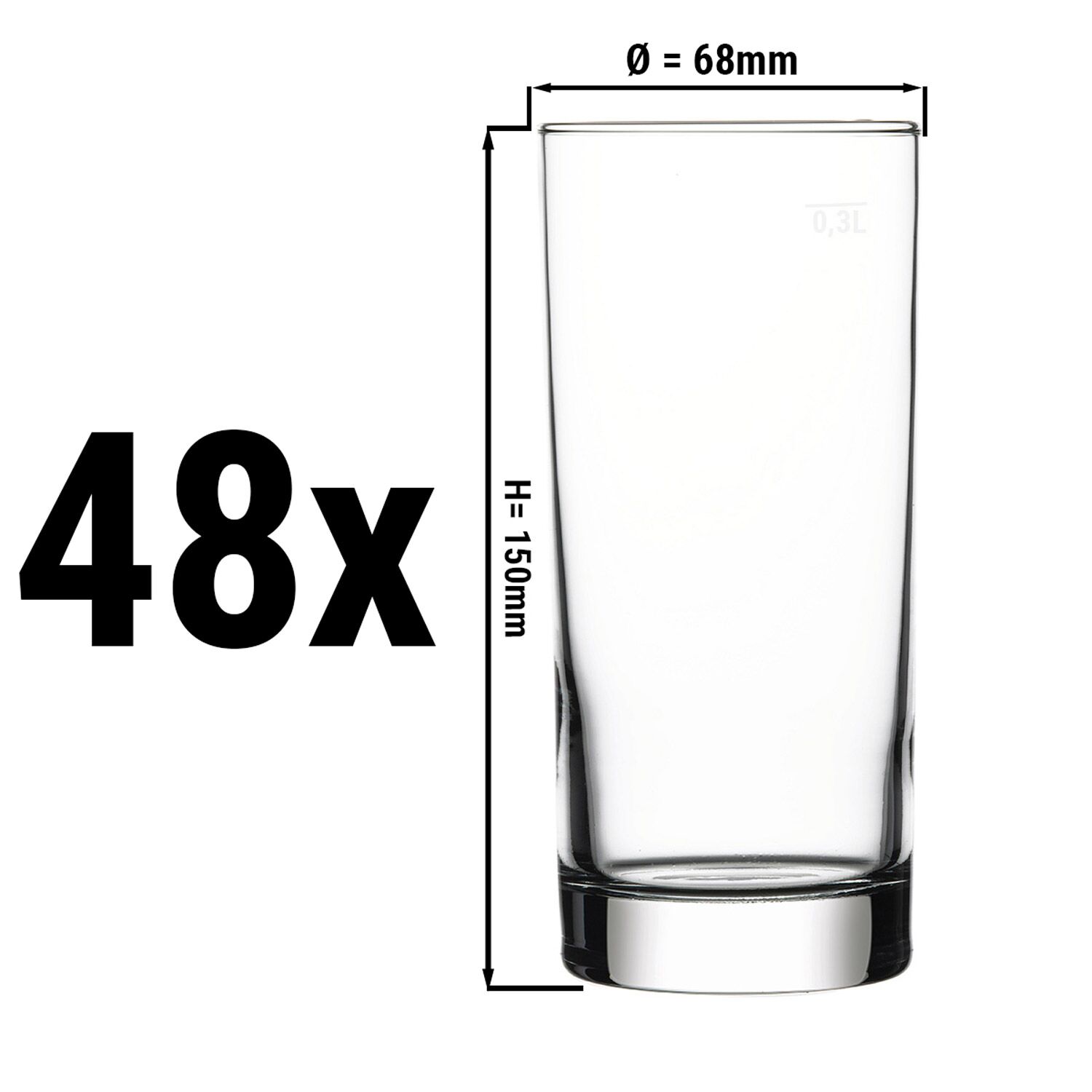 (48 st) Ölglas - CHICAGO - 38 cl - mätstreck vid 30 cl