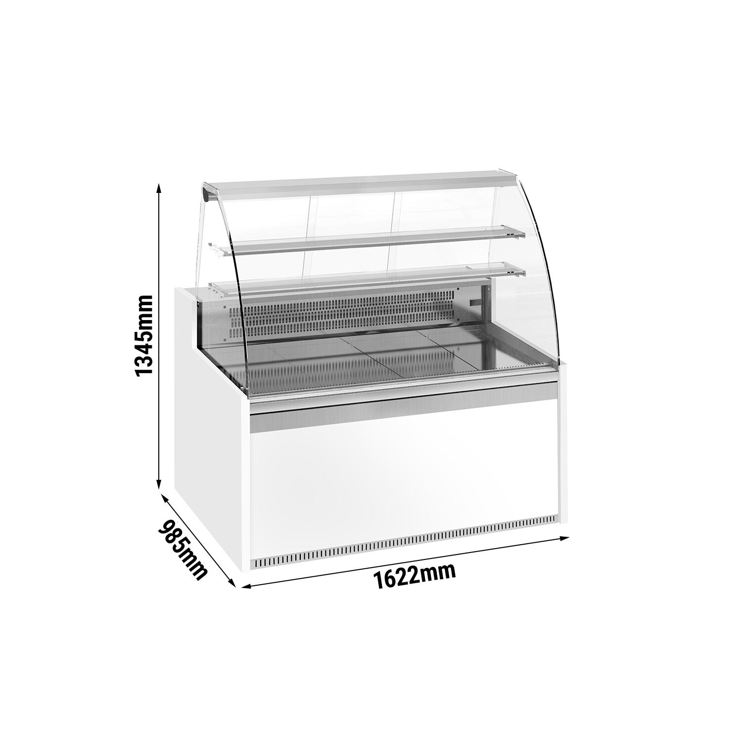 Comptoir vitrine réfrigérée - 1622x985mm - +4/+8°C - 271L - 2 portes - 2 étagères