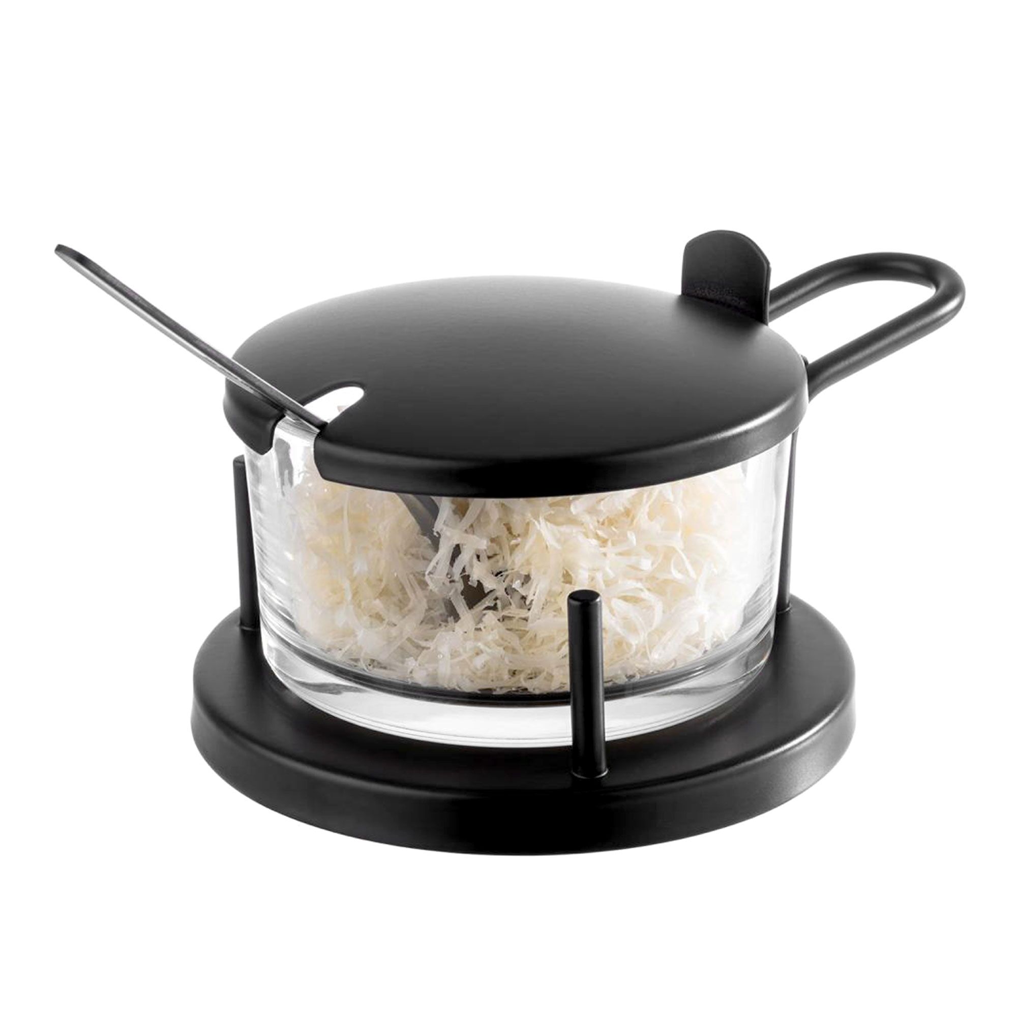 (6 stuks) Kaasbakje (Parmezaan) CLASSIC - 180ml - incl. lepel - Zwart - Mat