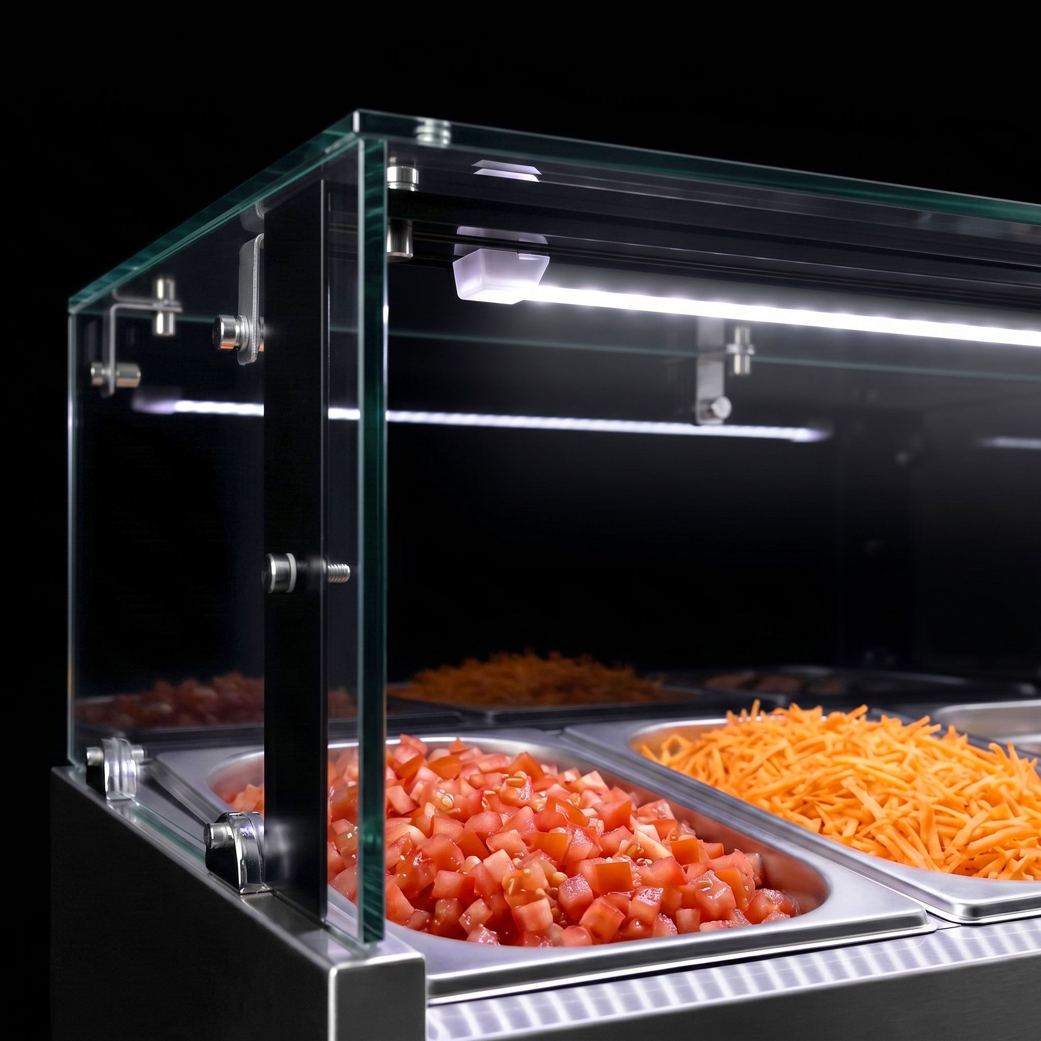 Table réfrigérée à pizza PREMIUM - 1500x800 mm - avec 1 porte & 7 tiroirs - incl. vitrine réfrigérée LED - 7x GN 1/4