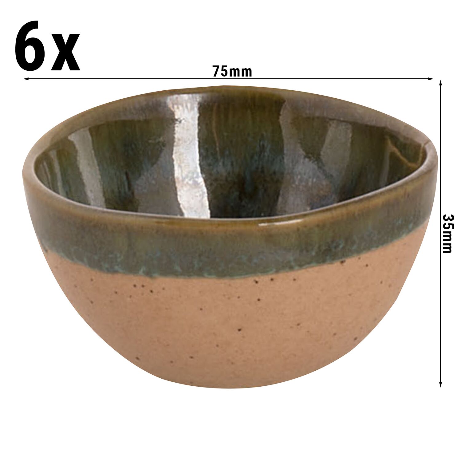 (6 pcs) Saladier - Wisteria - Grès - Ø 75mm - Vert/Beige