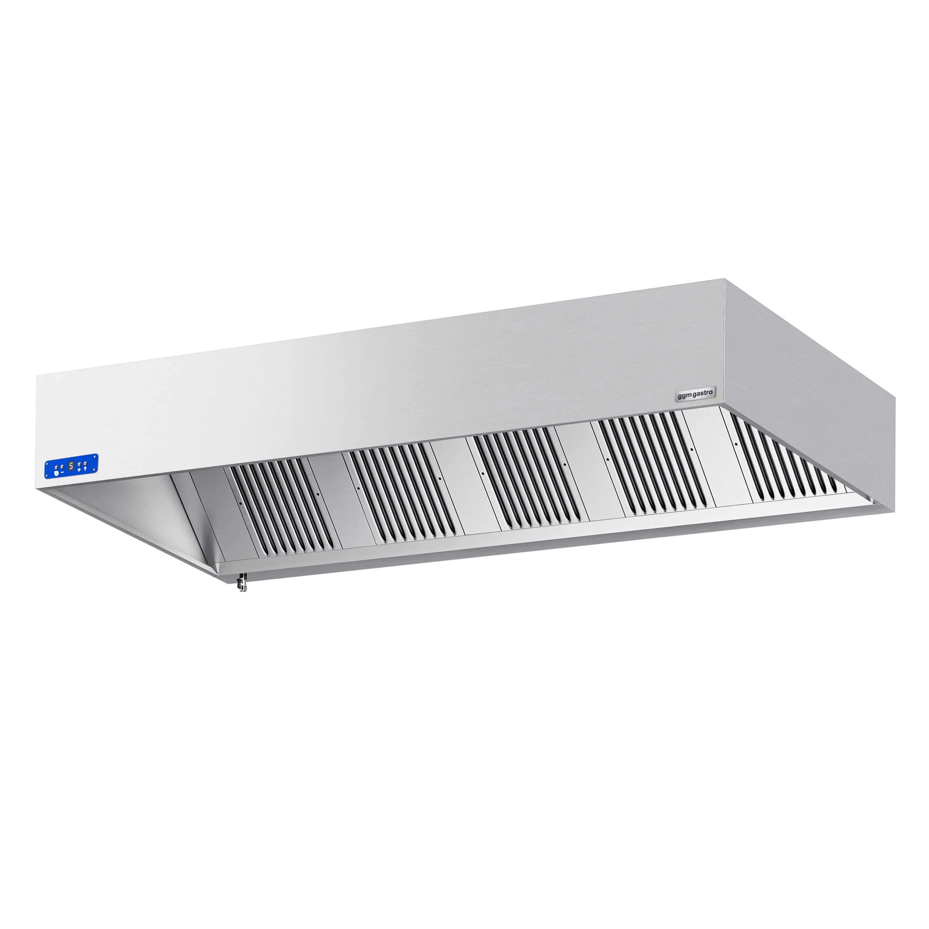 Commercial Wall-Mounted Extractor Hood with Motor - 2800mm - with Speed Controller, Baffle Filters & Lighting