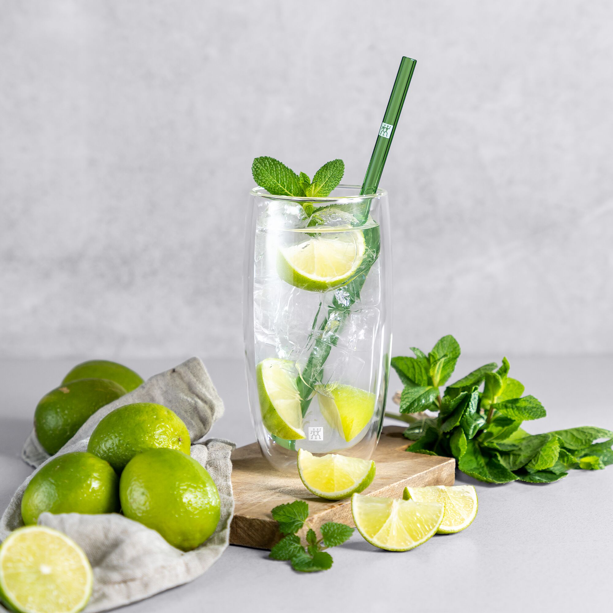 ZWILLING | Sorrento Coloured Straight Glass Straw Set – 4x straws + brush - borosilicate