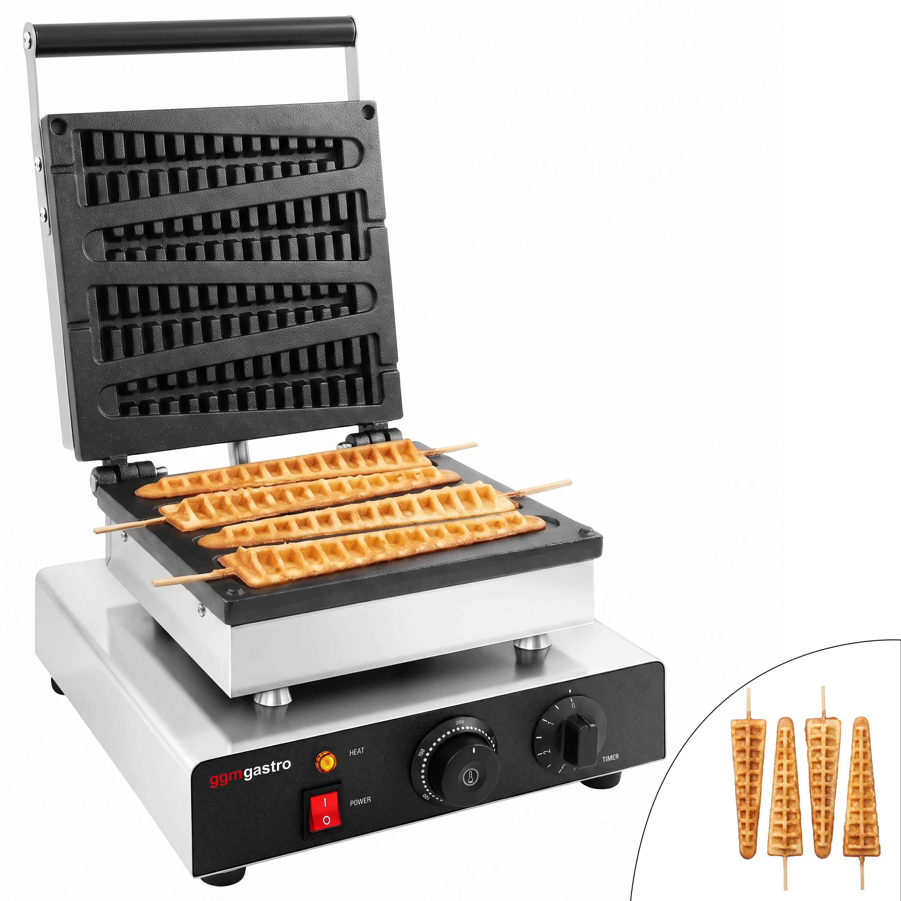 Waffle iron - Single - Manual - 1,75 kW - Shape: Christmas tree - Teflon-coated baking plates