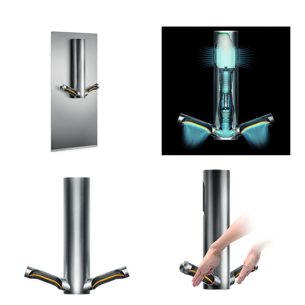 (2 pièces) DYSON | AIRBLADE 9kJ - Sèche-mains avec capteur et filtre HEPA -  inox brossé