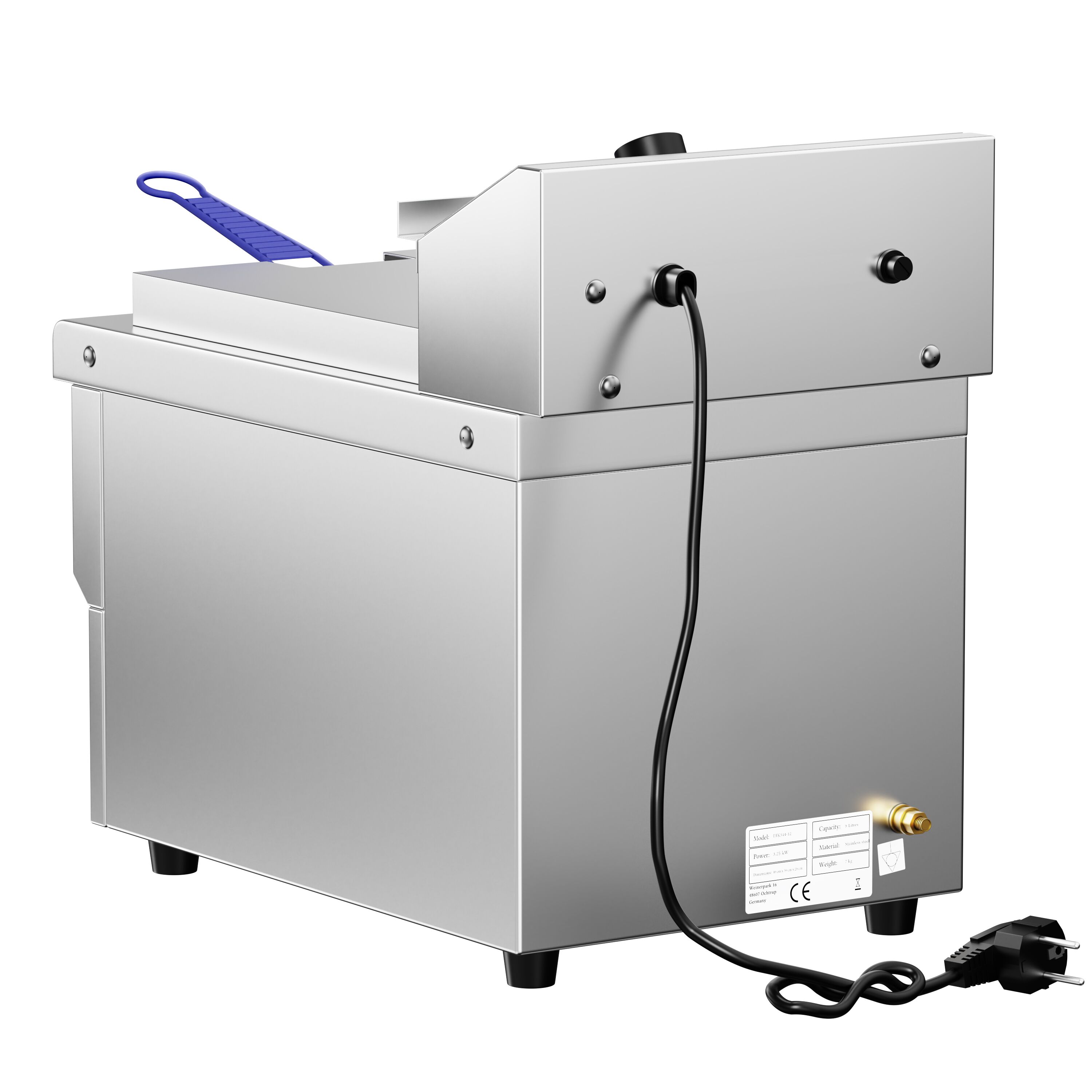 Friteuse électrique – 8 litres – 3,25 kW – avec robinet de vidange