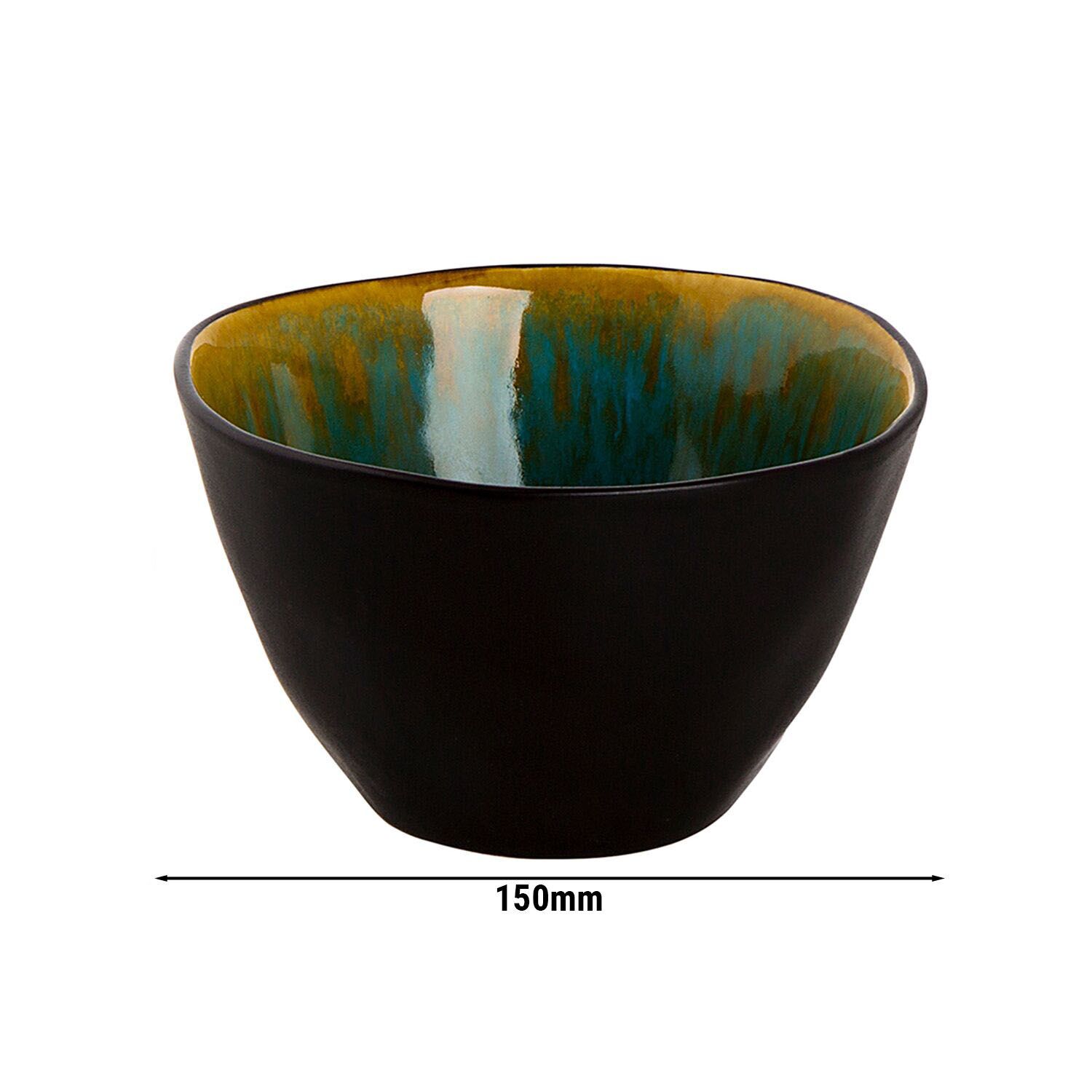 (6 pièces) LOTUS - Bol - Ø 150 mm - Turquoise/ Noir
