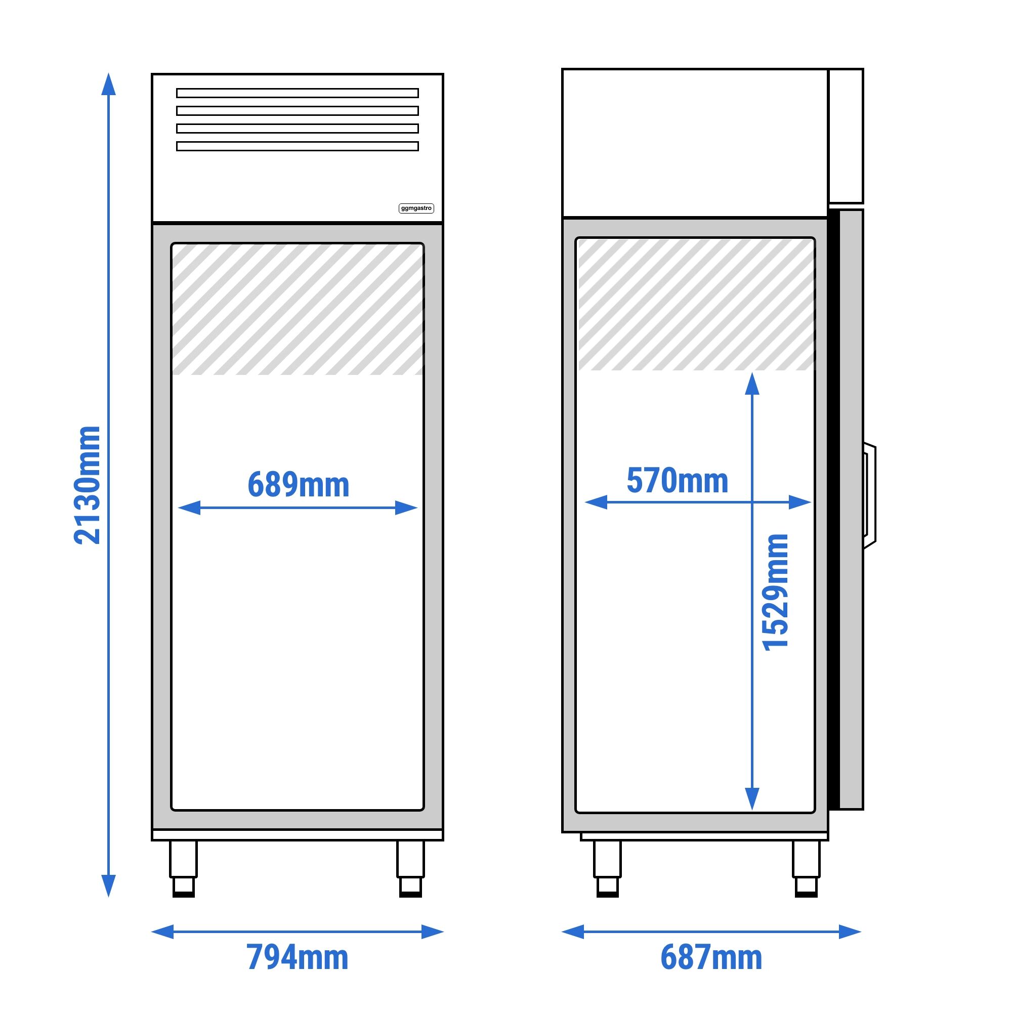 Armoire réfrigérée vitrée positive en acier inoxydable AISI 304 PREMIUM PLUS - GN 2/1 - 560 L - avec 1 porte vitrée