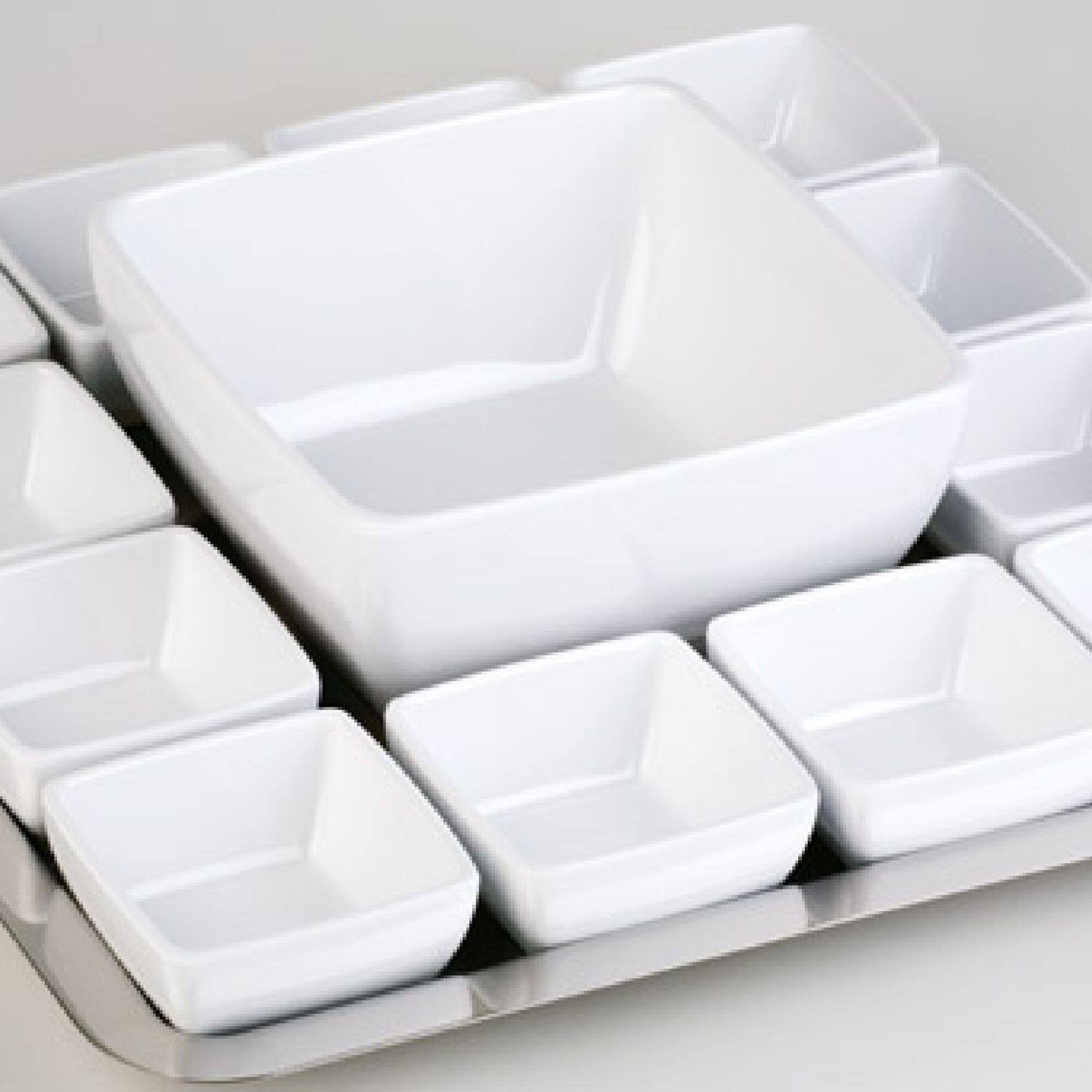 (6 pièces) Coupelles à sauce - PURE - Melamine - 50 ml - carré - Blanc
