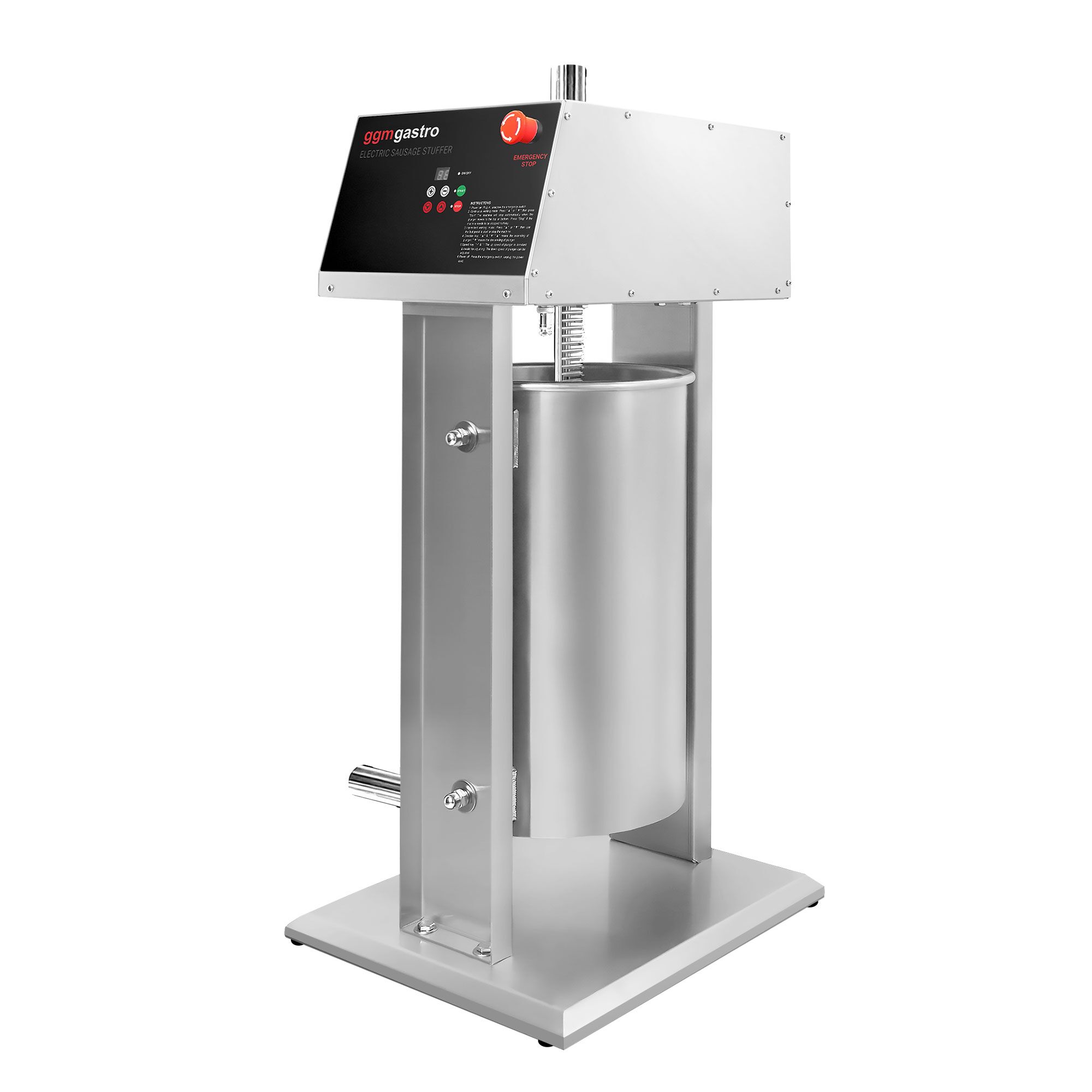 Poussoir à saucisses Électrique & Machine à churros - 15 Litres - 90 Watts - inox - incl. 4 Embouts à saucisses & 3 Embouts à churros
