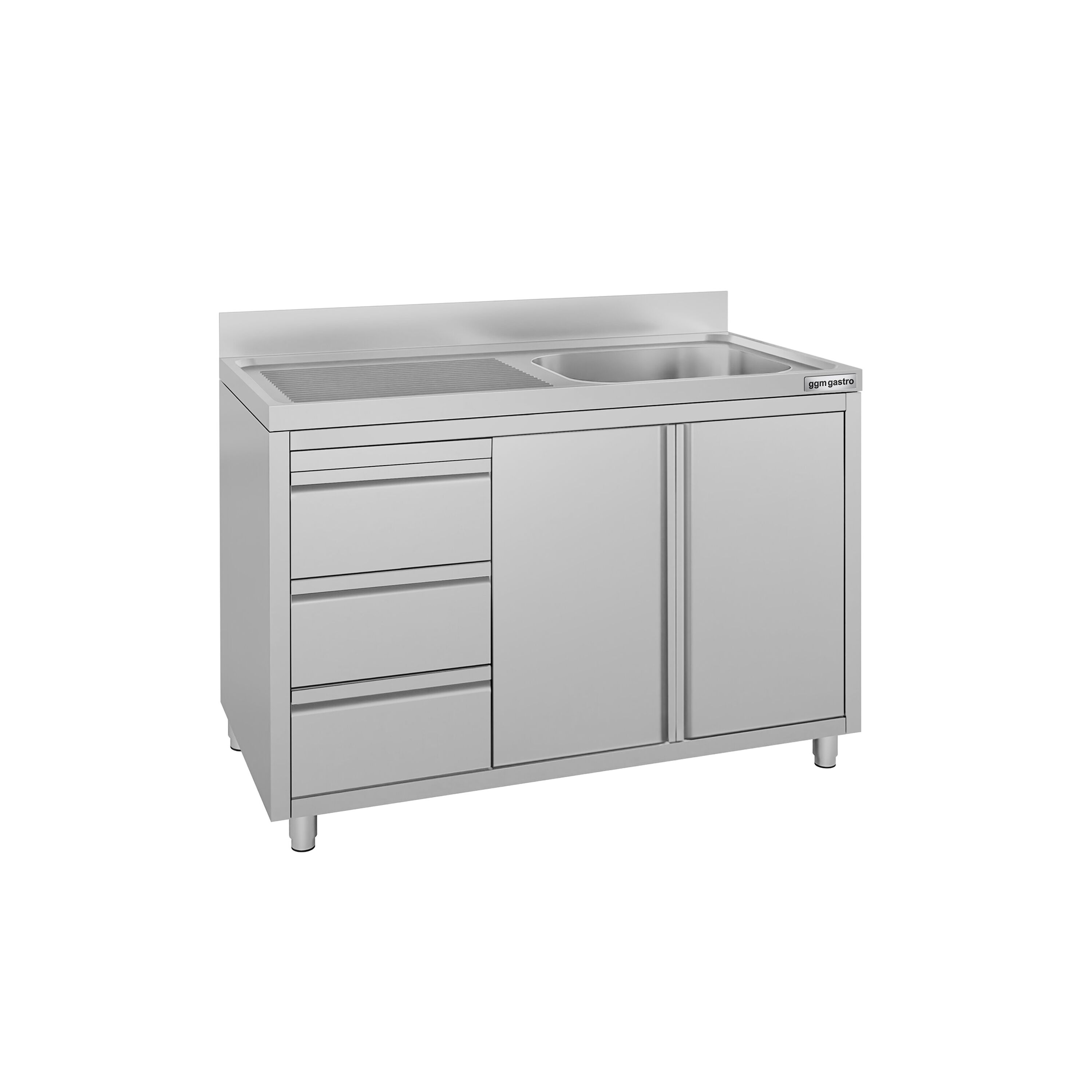 Meuble évier ECO - 1200 x 600 mm - 3 tiroirs - & 1 bac à droite