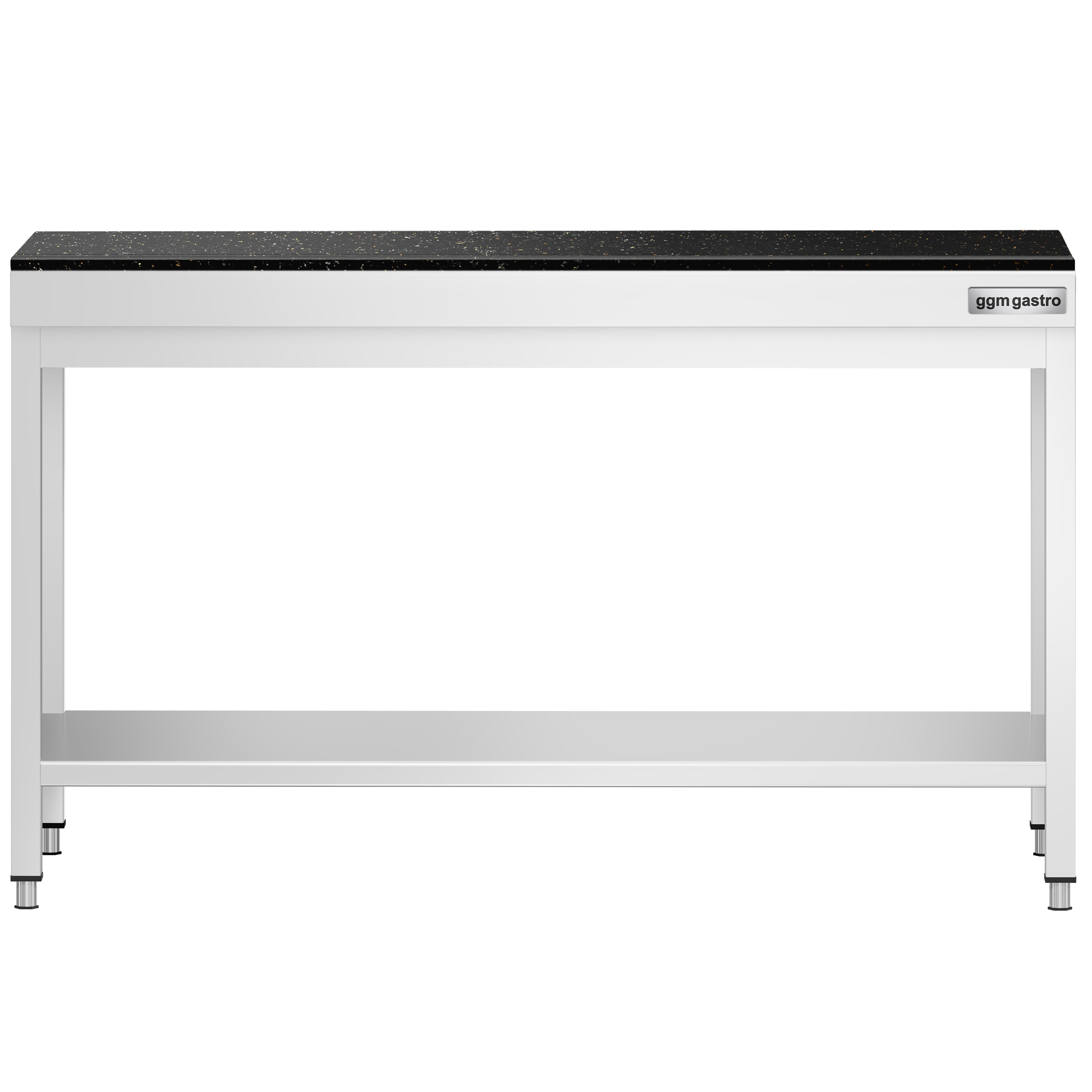 Table de travail inox PREMIUM - 1500 x 700 mm - avec tablette inférieure - incl. Plan de travail en Granit
