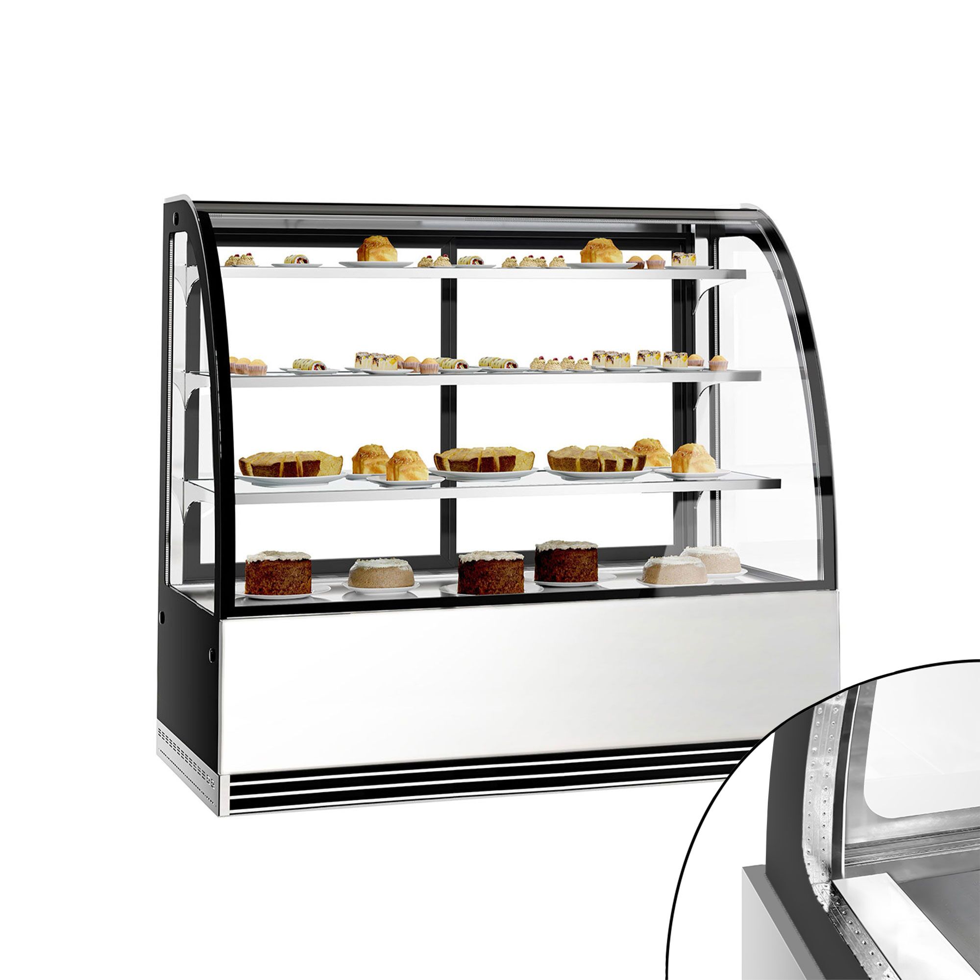 Vitrine de comptoir réfrigérée - 524L - 1500mm - Double vitrage - avec 3 étagères en verre - portes coulissantes vitrées arrière