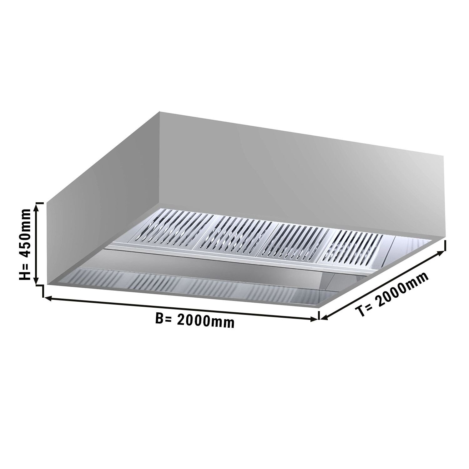 Hotte de plafond à induction - 2000 mm - sans moteur - avec filtre