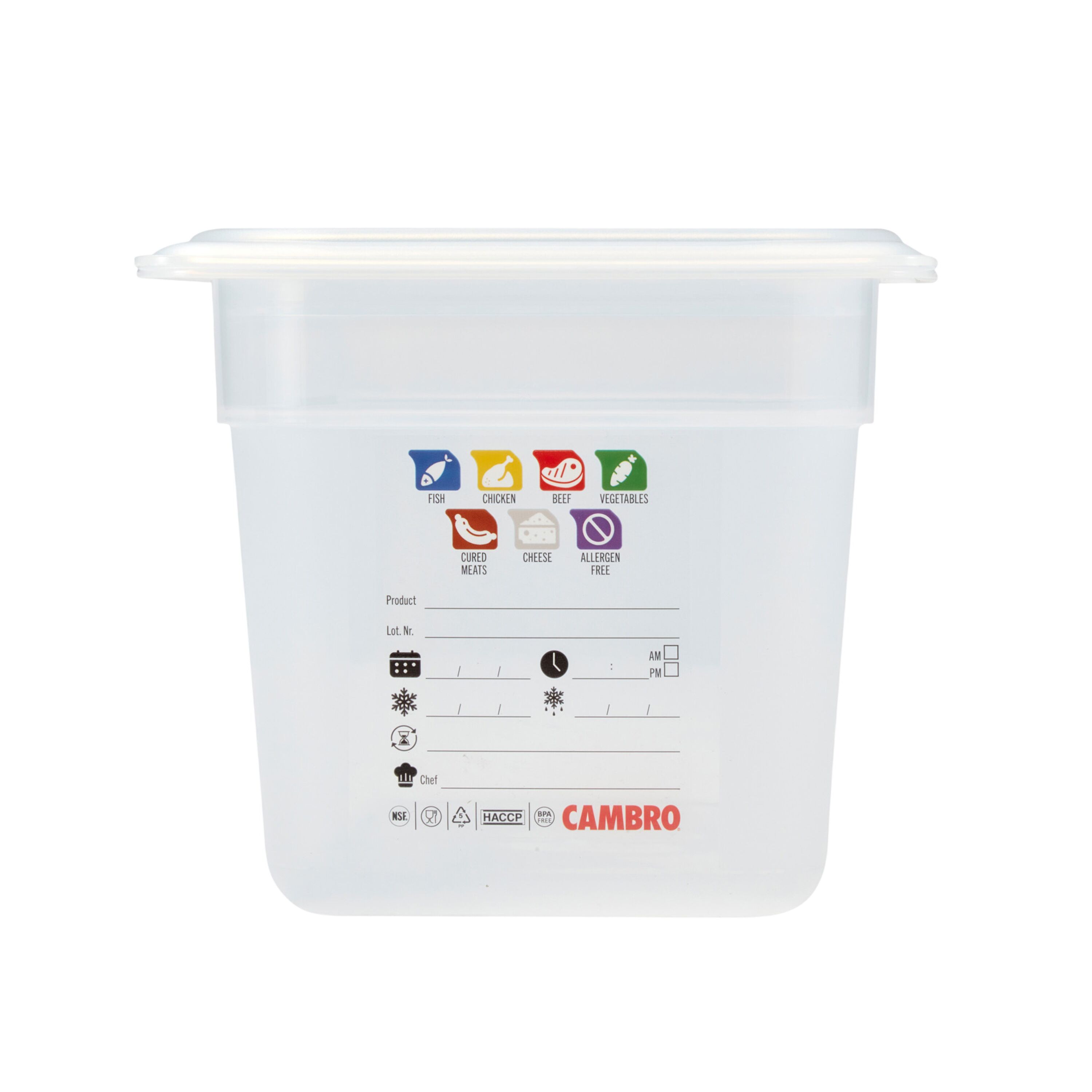 (6 pièces) CAMBRO | SafeTrak - Récipients en polypropylène GN 1/3 - laiteux - Hauteur : 150mm