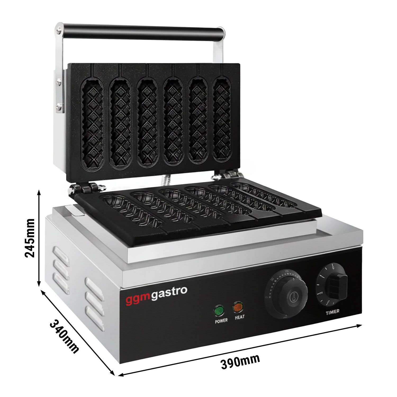 Gaufrier / appareil à corn dog – simple – manuel – 1,55 kW – Forme : gaufre sur bâtonnet