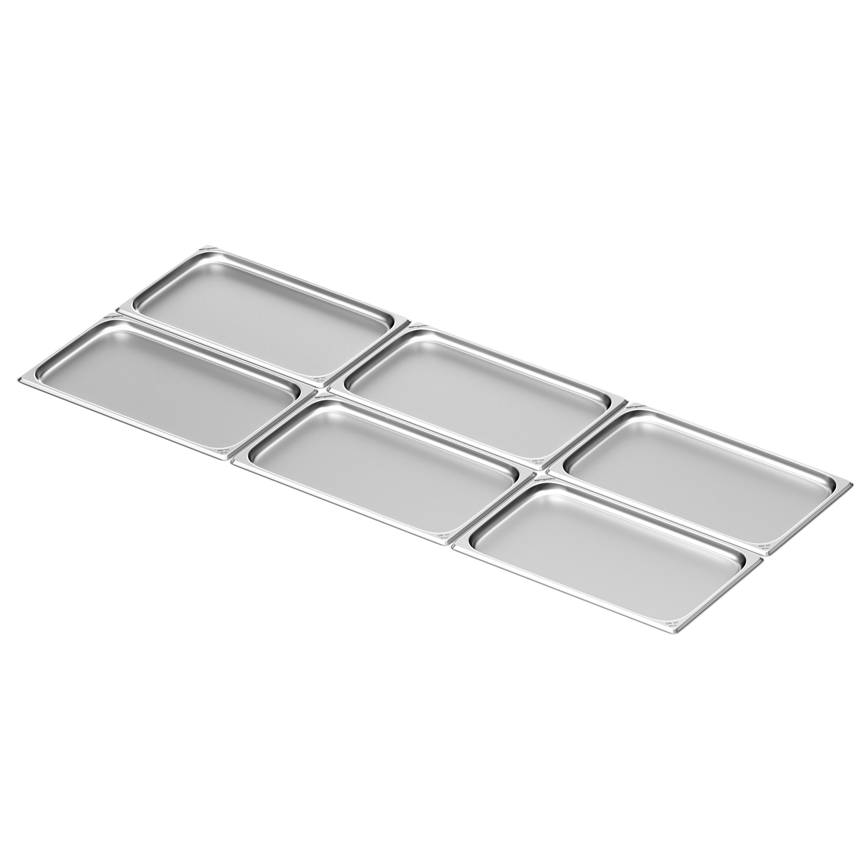 (6 pcs) Acier inoxydable Bac GN GN 1/1 - Profondeur: 20mm