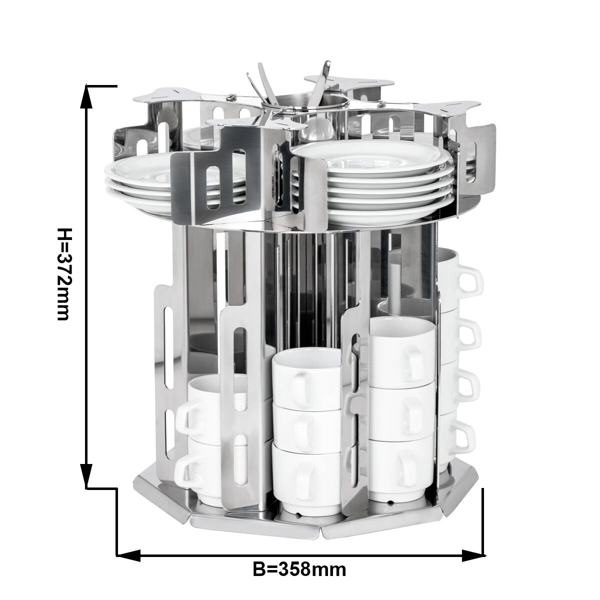 Cup & Saucer Dispenser - rotating - Stainless Steel