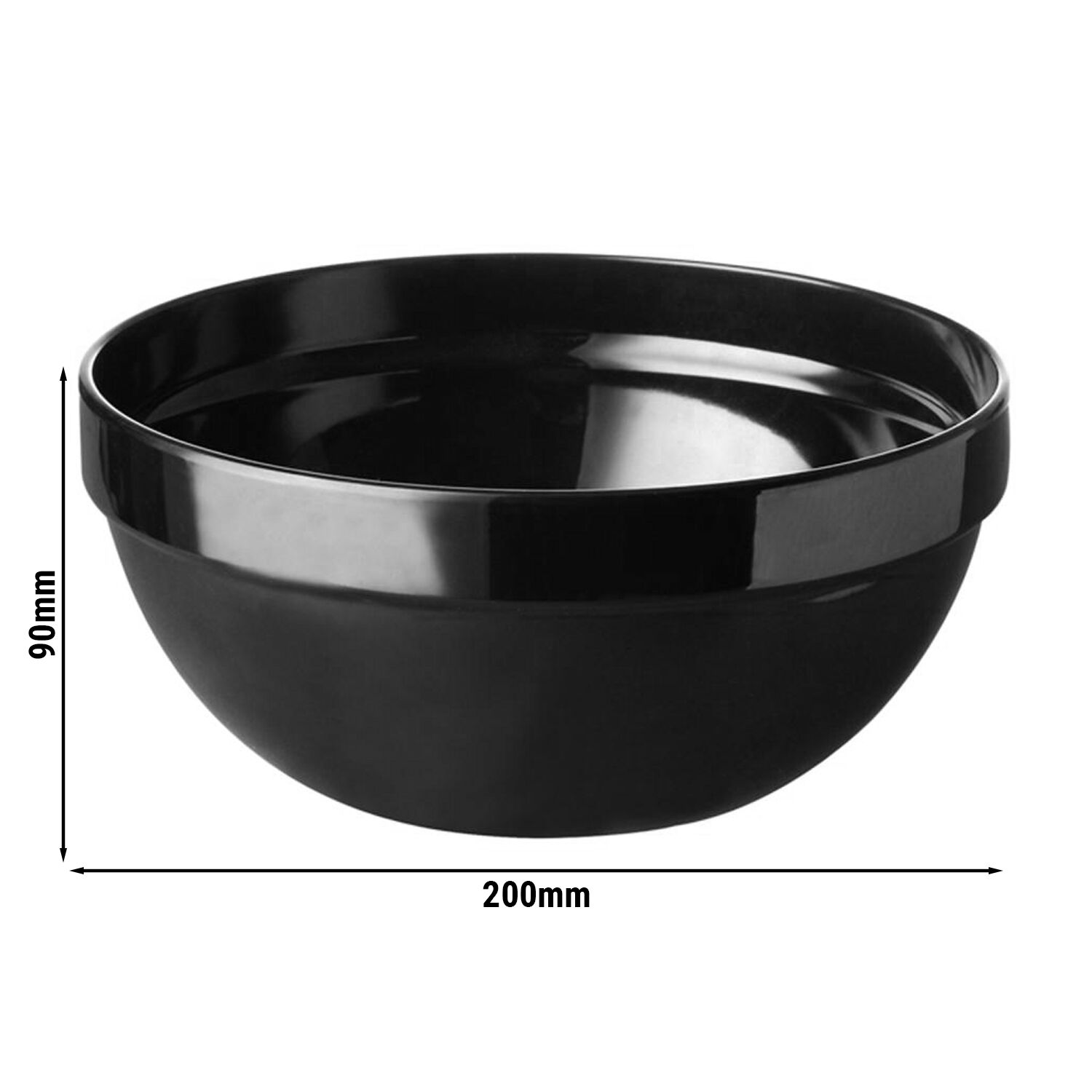 (6 pcs) Coupe - FRIENDLY - PET - 1,8L - Ø 200mm - Profondeur : 90mm - Noir