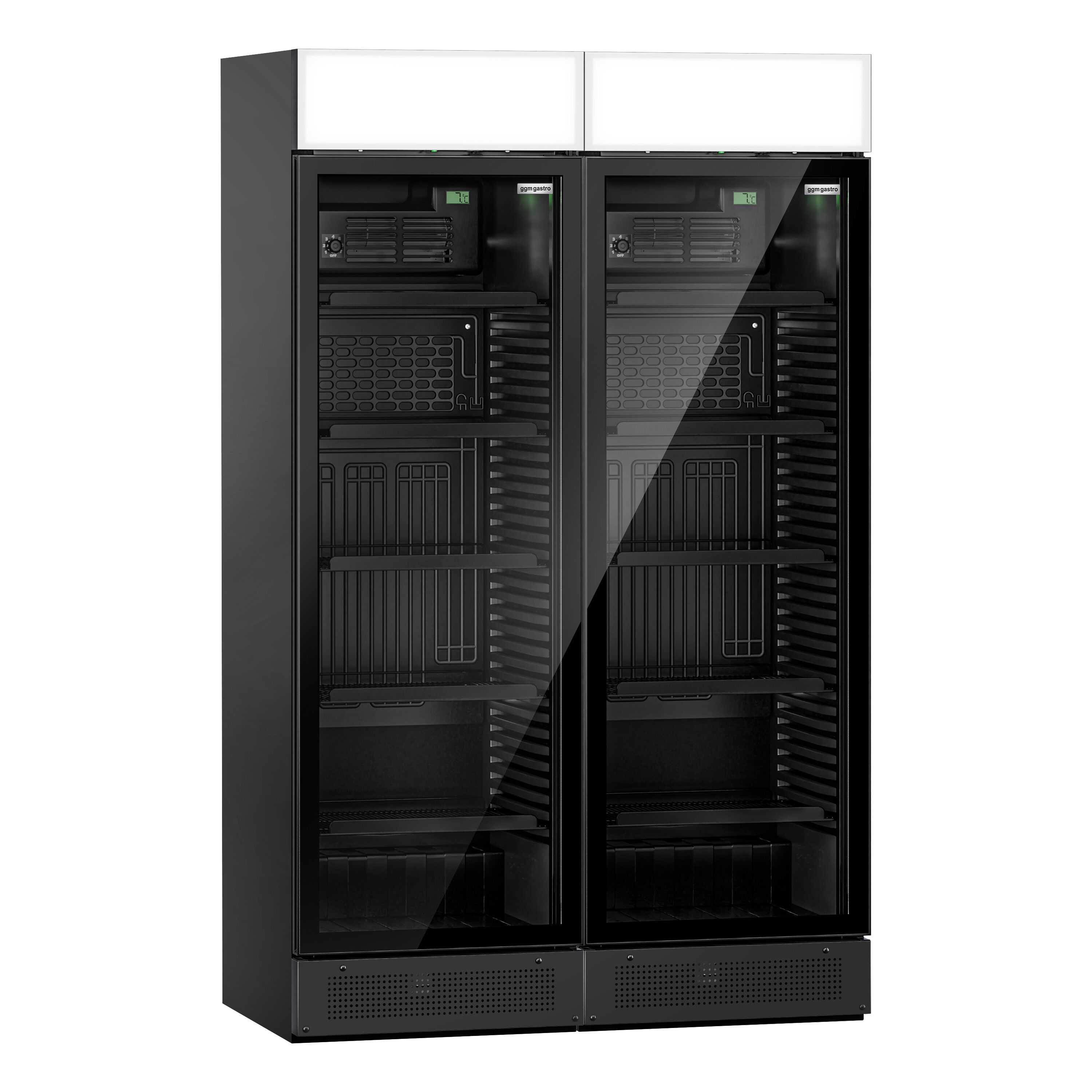 (2 pièces) Vitrine réfrigérée à boissons - 690 litres - design sans cadre - avec 2 portes vitrées et écran publicitaire